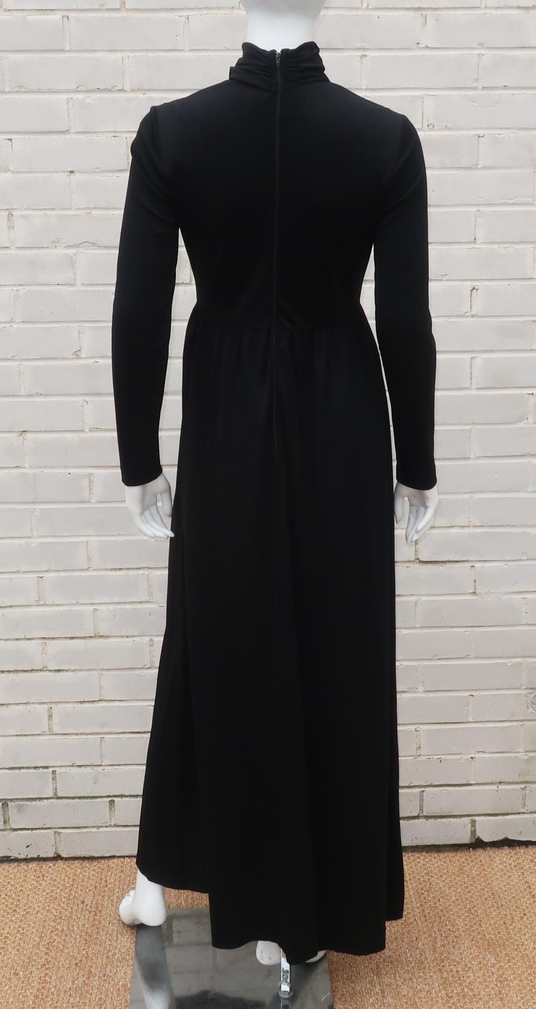 Saks Fifth Avenue Black Jersey Maxi Dress, C.1970 3
