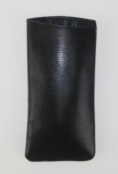 Saks Fifth Avenue Black Lizard Skin Eye Glasses Case