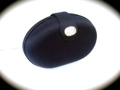 SAKS FIFTH AVENUE Black Satin Egg Shaped Versatile Clutch - Shoulder Bag c 1980s