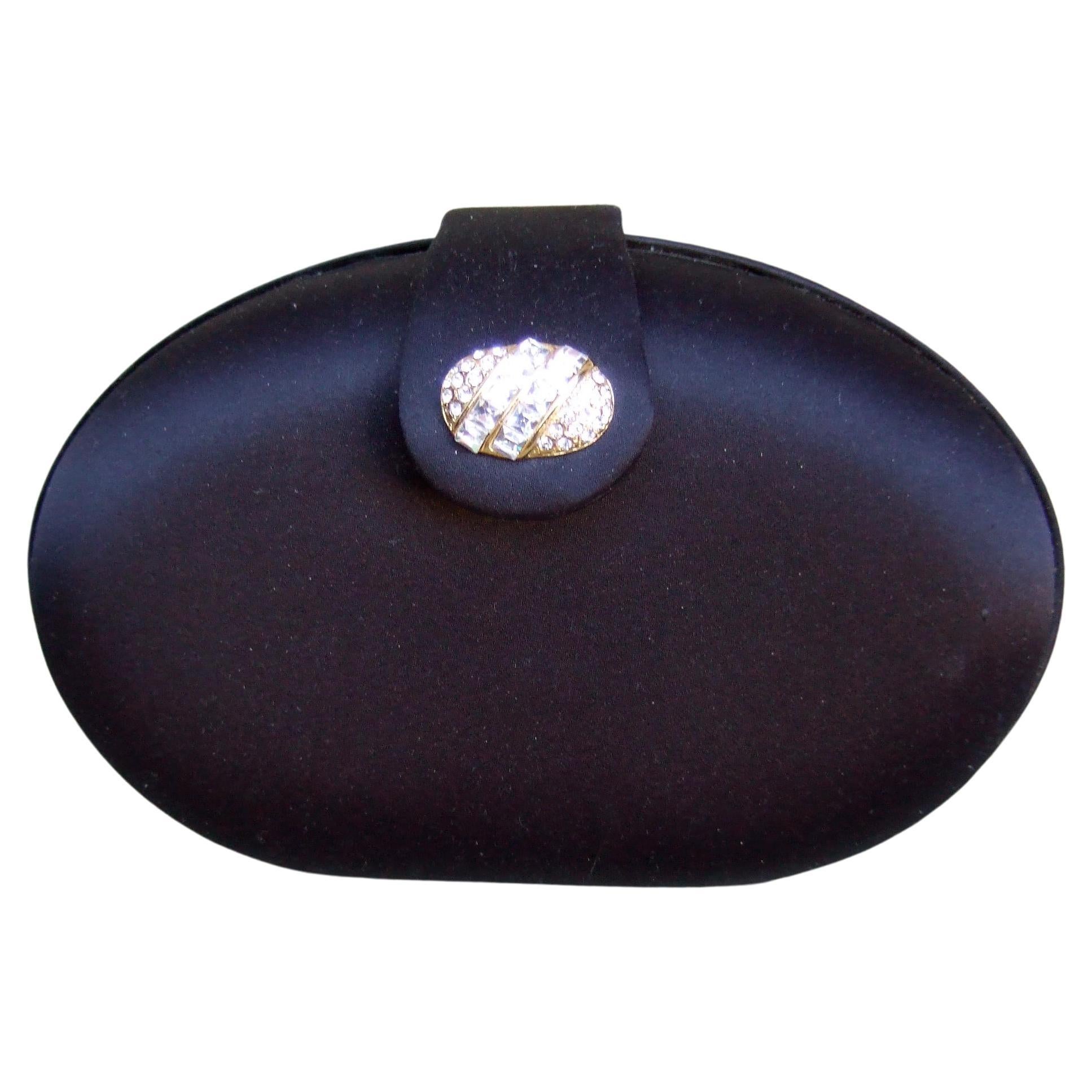 SAKS FIFTH AVENUE Schwarz Satin Egg Shaped Versatile Clutch - Umhängetasche ca. 1980er