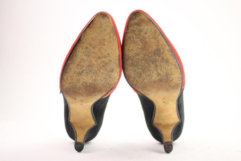 Saks Fifth Avenue Black X Red Two-tone Heels 21mis104 Aplm1 Pumps For ...