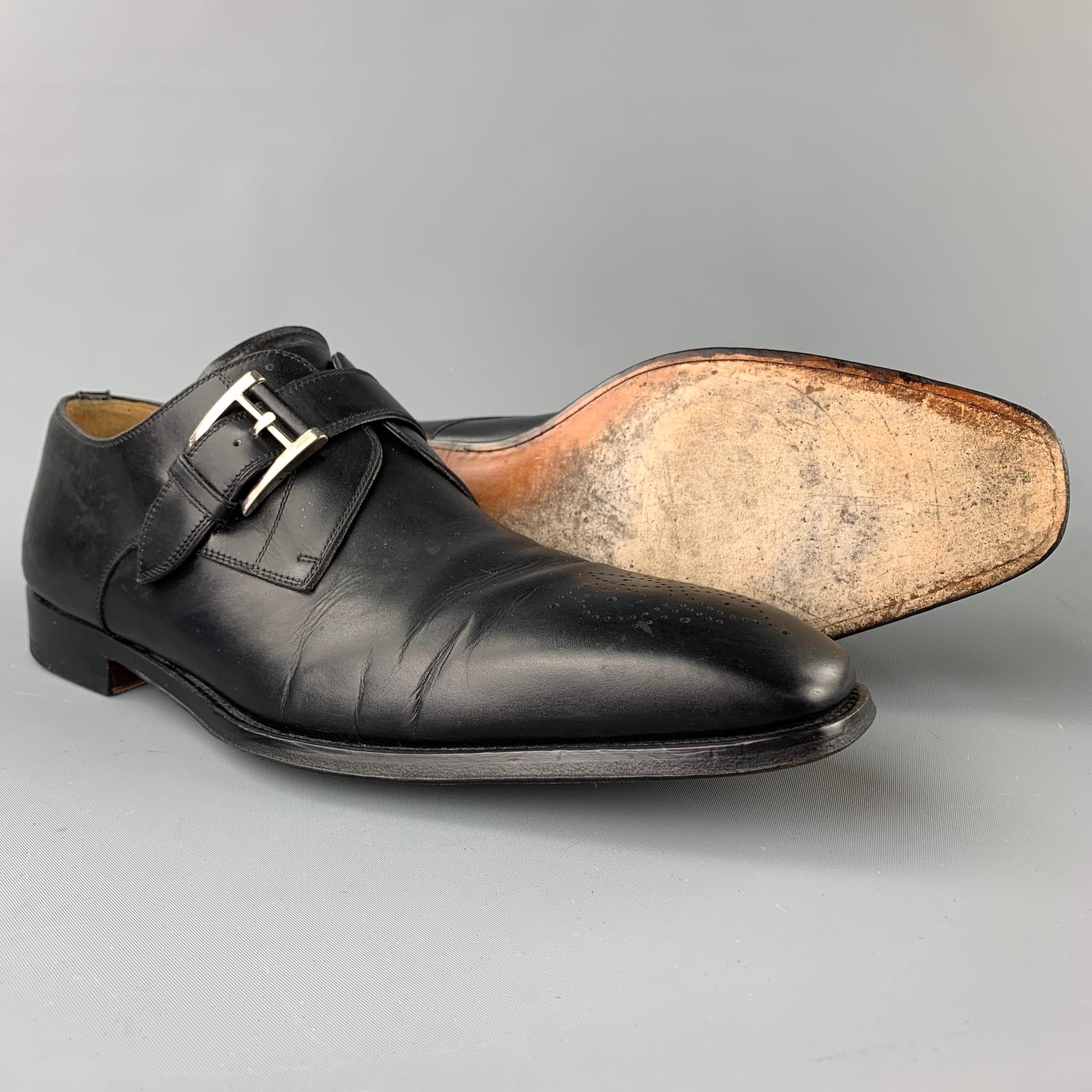 SAKS FIFTH AVENUE von MAGNANNI Schwarze gelochte Lederloafers mit Perforation im Zustand „Gut“ in San Francisco, CA