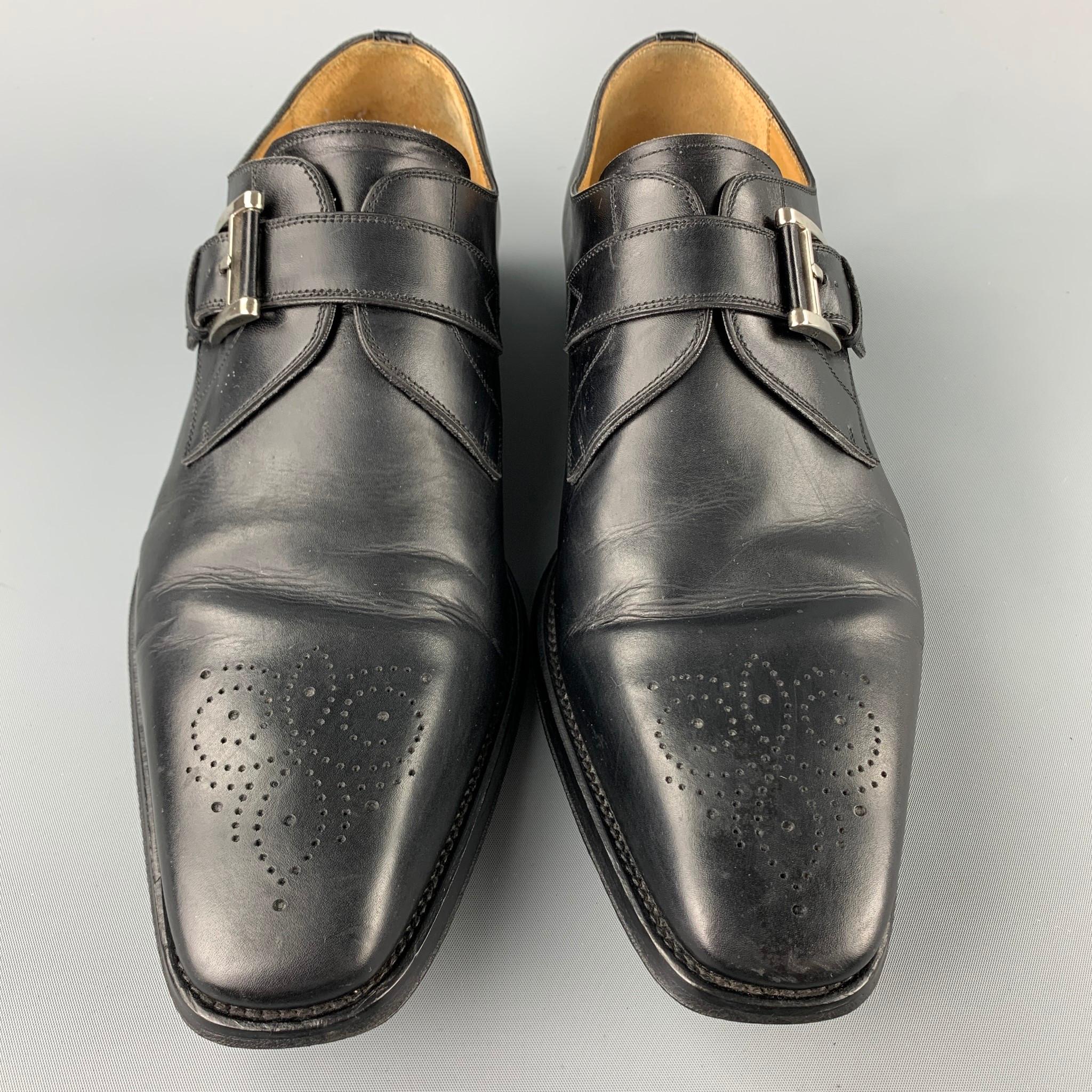 SAKS FIFTH AVENUE von MAGNANNI Schwarze gelochte Lederloafers mit Perforation Herren