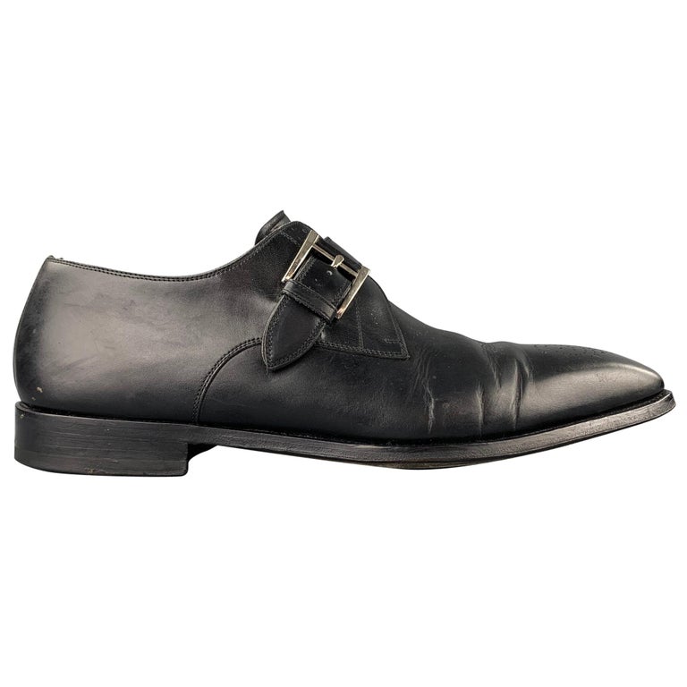 SAKS FIFTH AVENUE by MAGNANNI Size 11.5 Black Perforated Leather Loafers  For Sale at 1stDibs