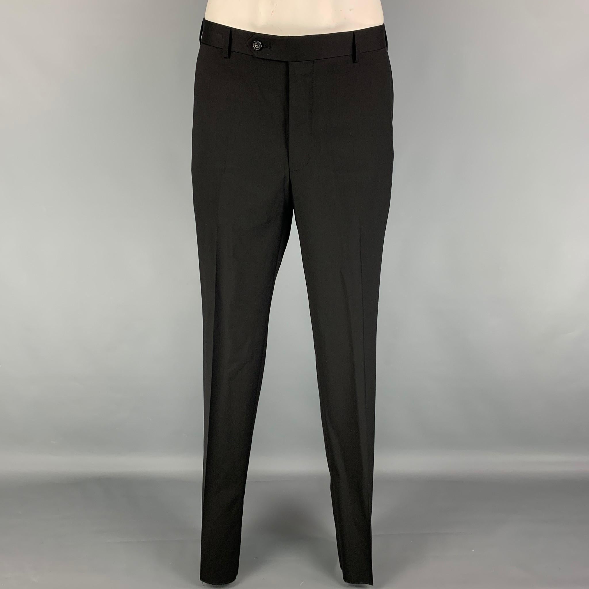 Men's SAKS FIFTH AVENUE by Samuelsohn Size 44 Regular Black Wool Notch Lapel Suit