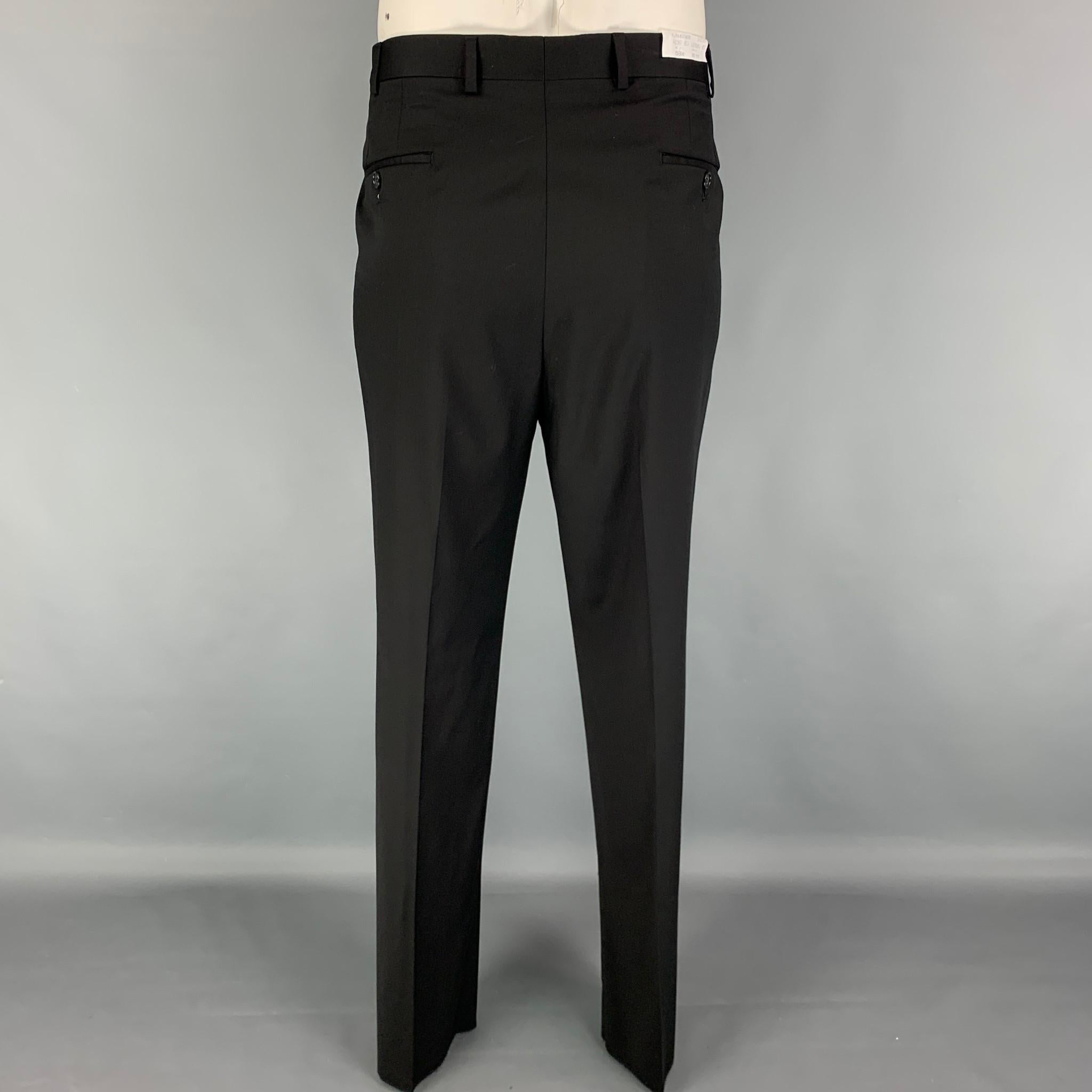 SAKS FIFTH AVENUE by Samuelsohn Size 44 Regular Black Wool Notch Lapel Suit 1