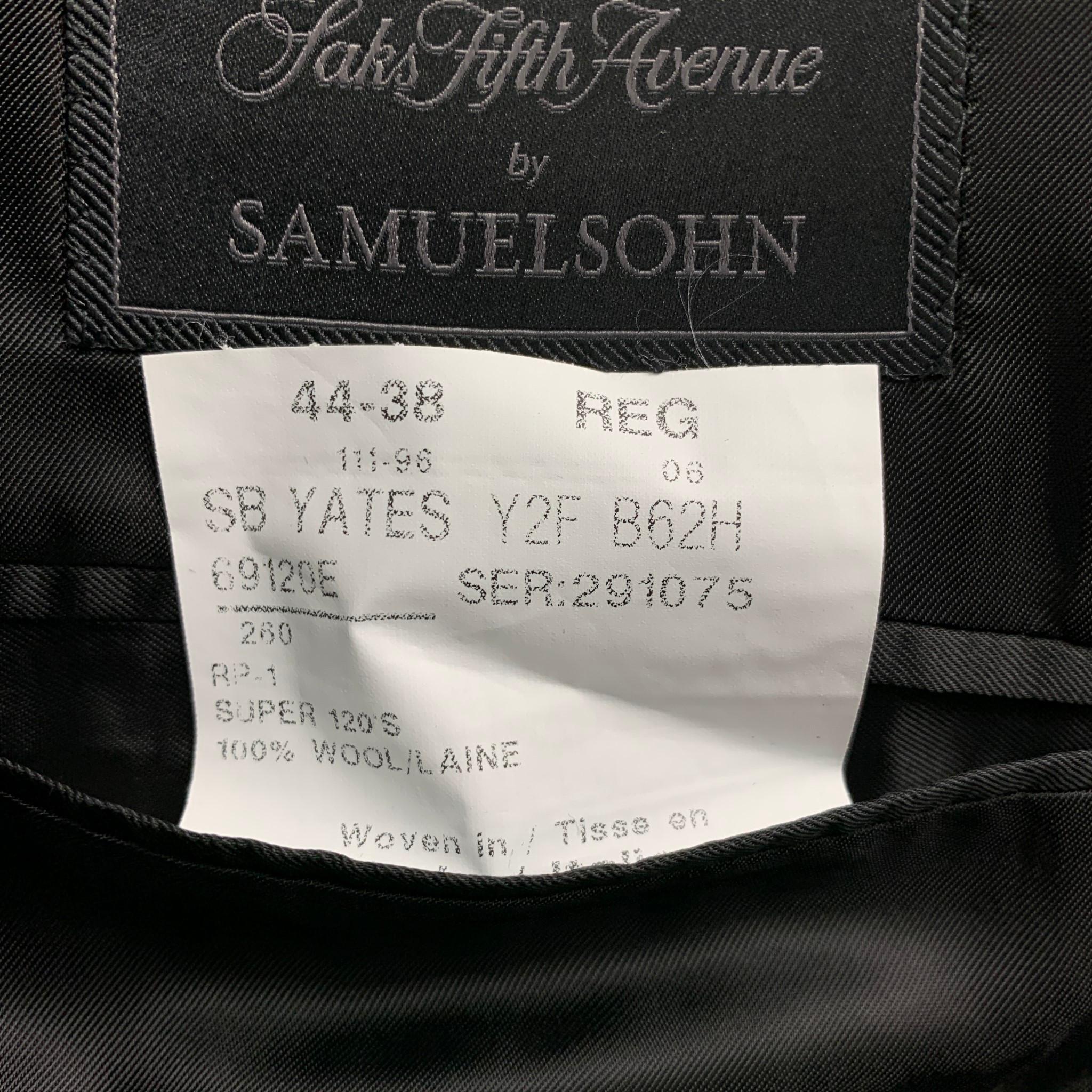 SAKS FIFTH AVENUE by Samuelsohn Size 44 Regular Black Wool Notch Lapel Suit 2