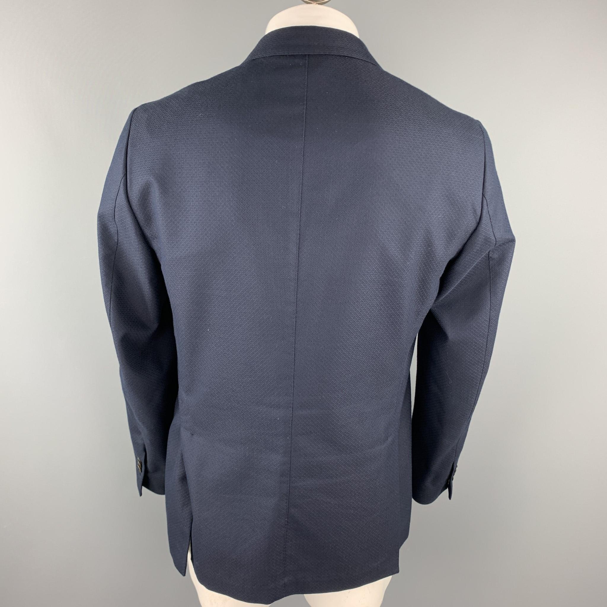 Black SAKS FIFTH AVENUE Chest Size 44 Navy Textured Cotton / Wool Sport Coat