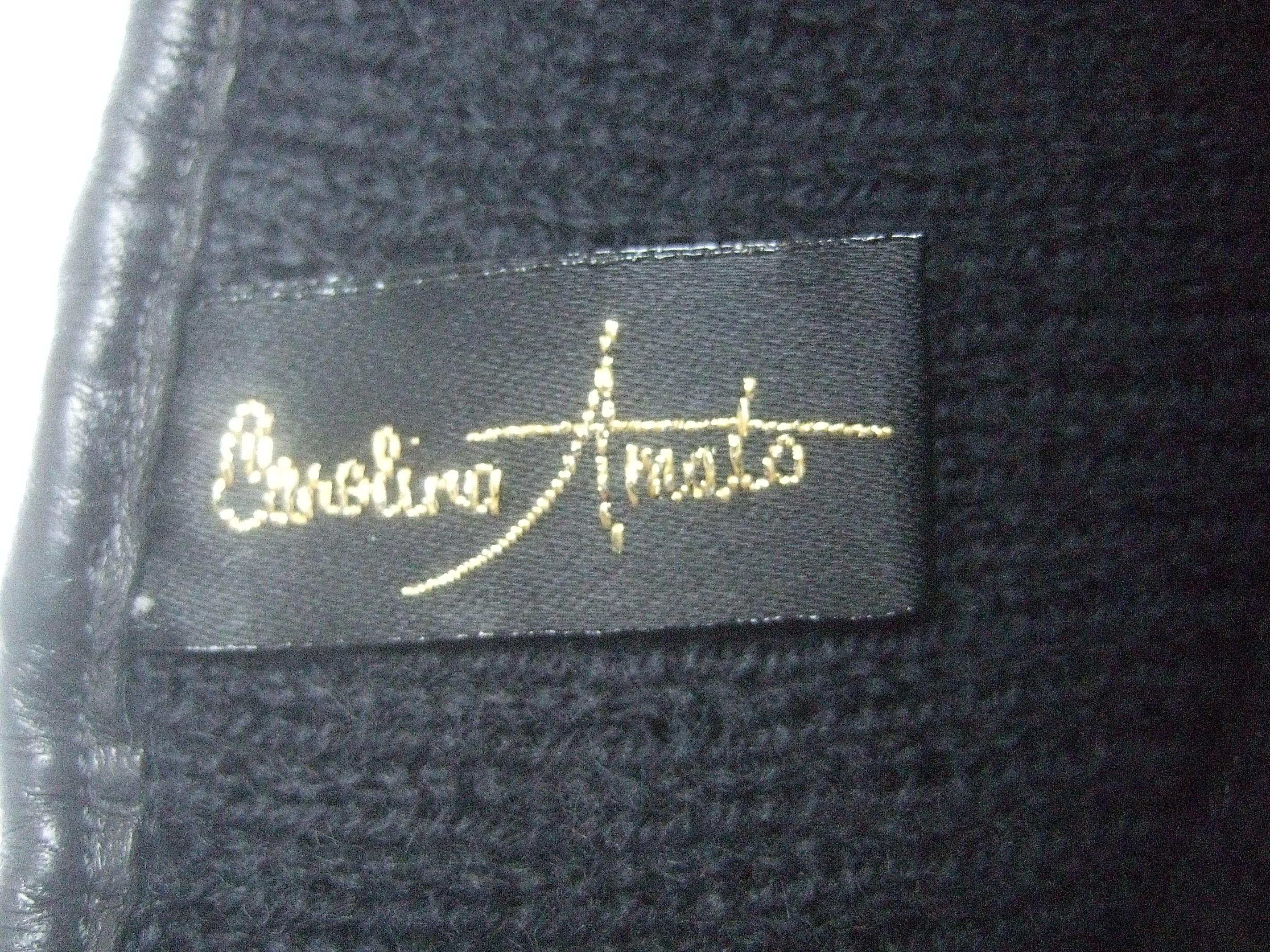 Saks Fifth Avenue Chic Avant-Garde Black Leather & Suede Trim Gloves c 1980s 7