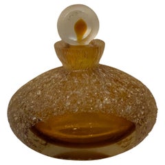 Saks Fifth Avenue Crystal Gold Amber Perfume Bottle Textured Glass Murano