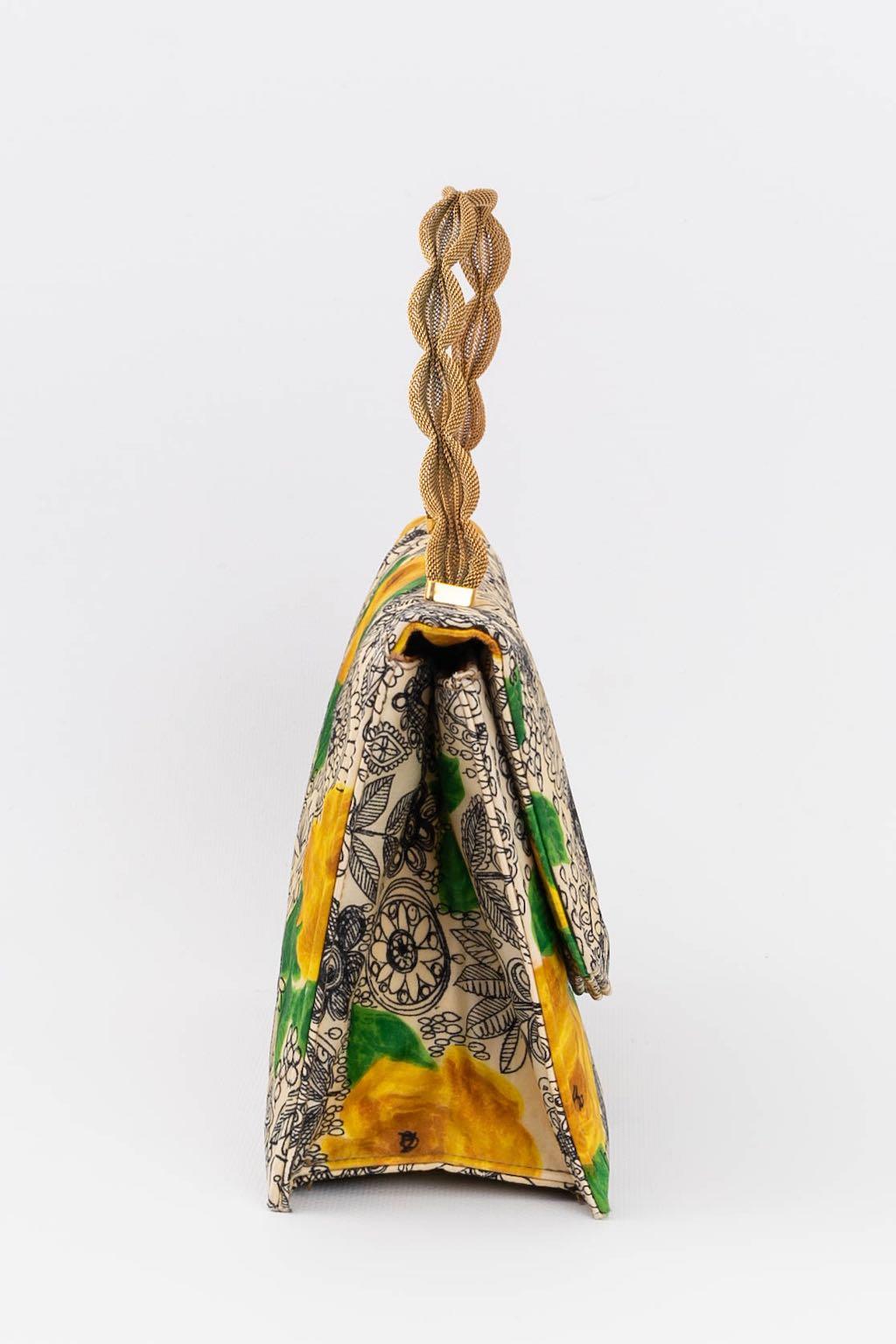 Saks Fifth Avenue Floral Pattern Bag, 1960s In Good Condition For Sale In SAINT-OUEN-SUR-SEINE, FR