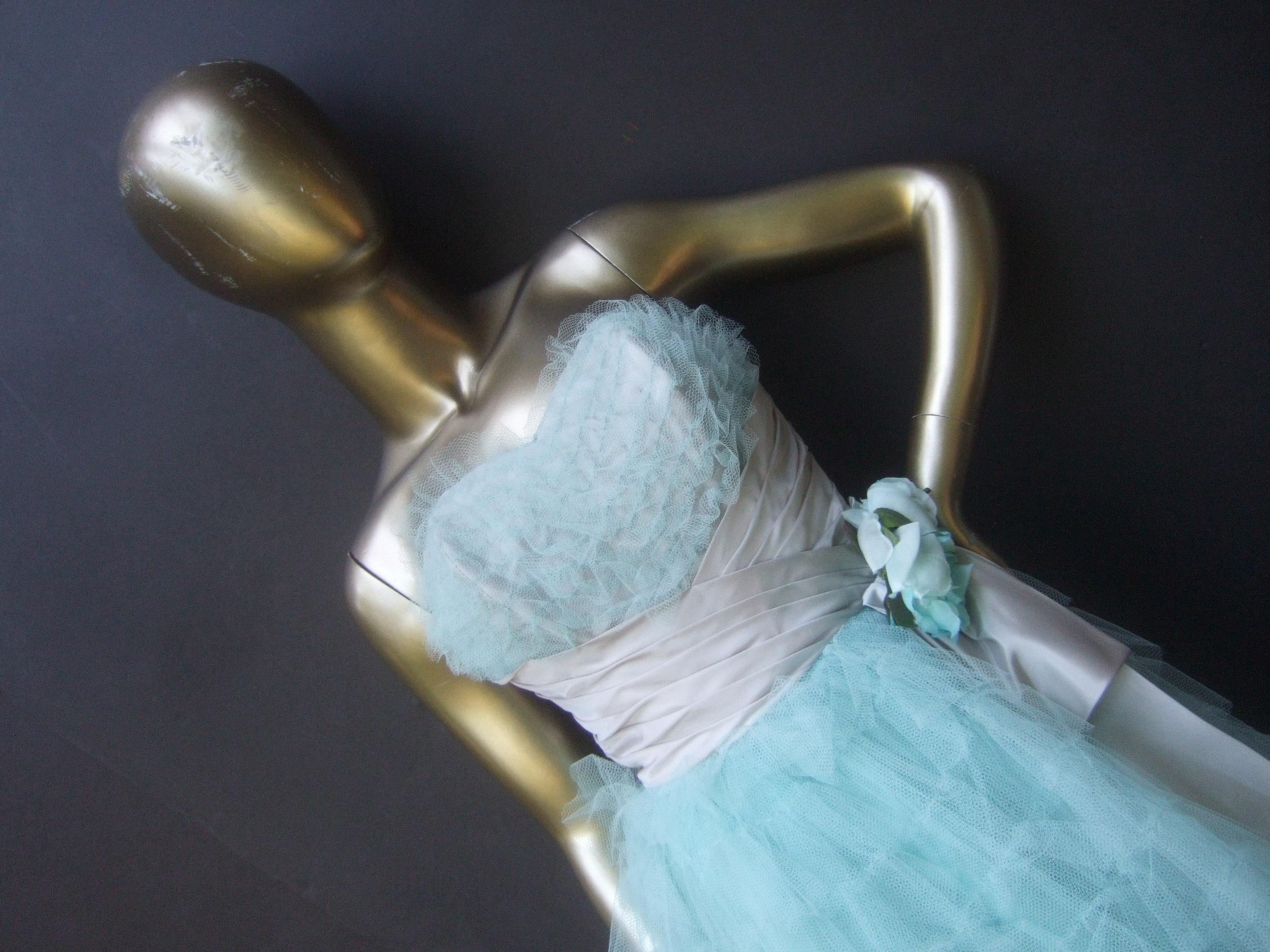 Saks Fifth Avenue Frothy Robin's Egg Pale Blue Tulle Dress c 1950s  6