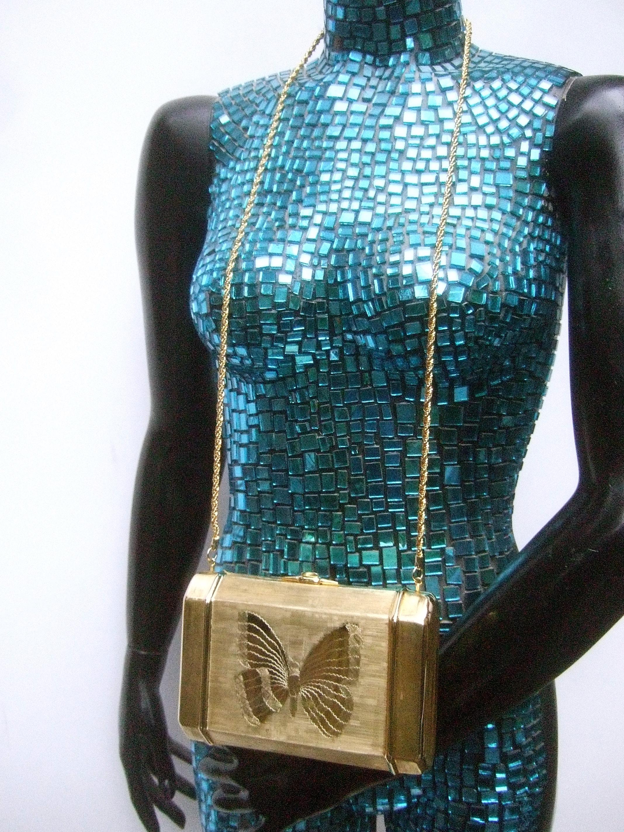 Saks Saks Fifth Avenue Vergoldete Metall Schmetterling Minaudière Abendtasche ca. 1970er Jahre 2