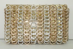Saks Fifth Avenue Gold Silver Chain Mail Style Clutch Handbag, 1960's