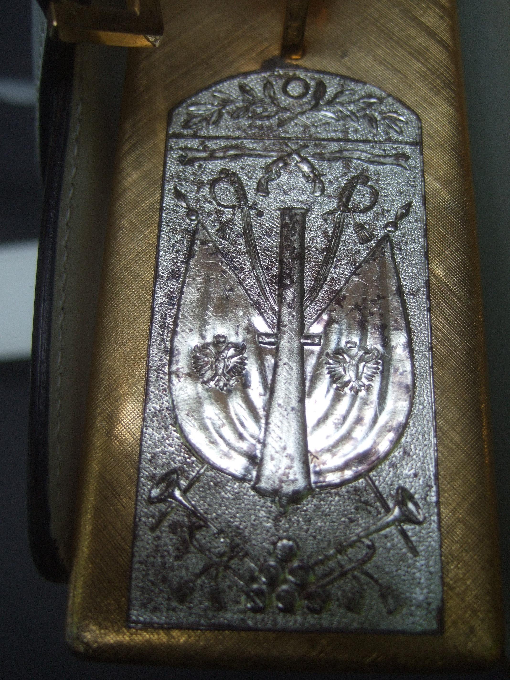 Saks Fifth Avenue Italian Gilt Metal Eagle Emblem Leather Shoulder Bag c 1970s 4