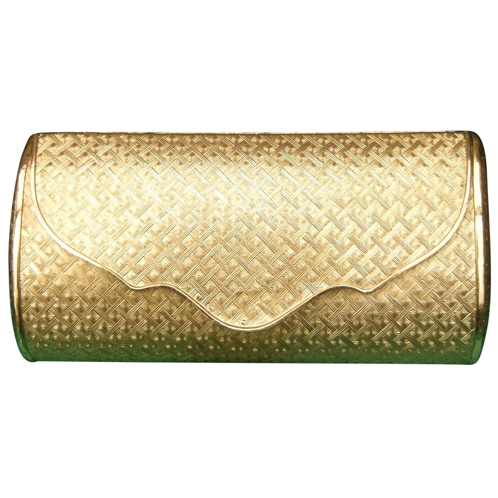 Saks Fifth Avenue Italian Gilt Metal Minaudière Evening Bag c. 1970s 