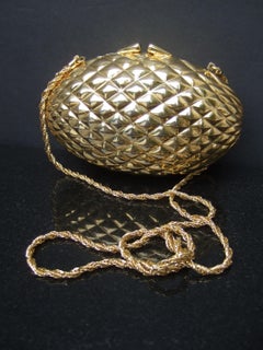 SAKS FIFTH AVENUE Italian Gilt Metal Minaudiere' Evening Bag c 1980