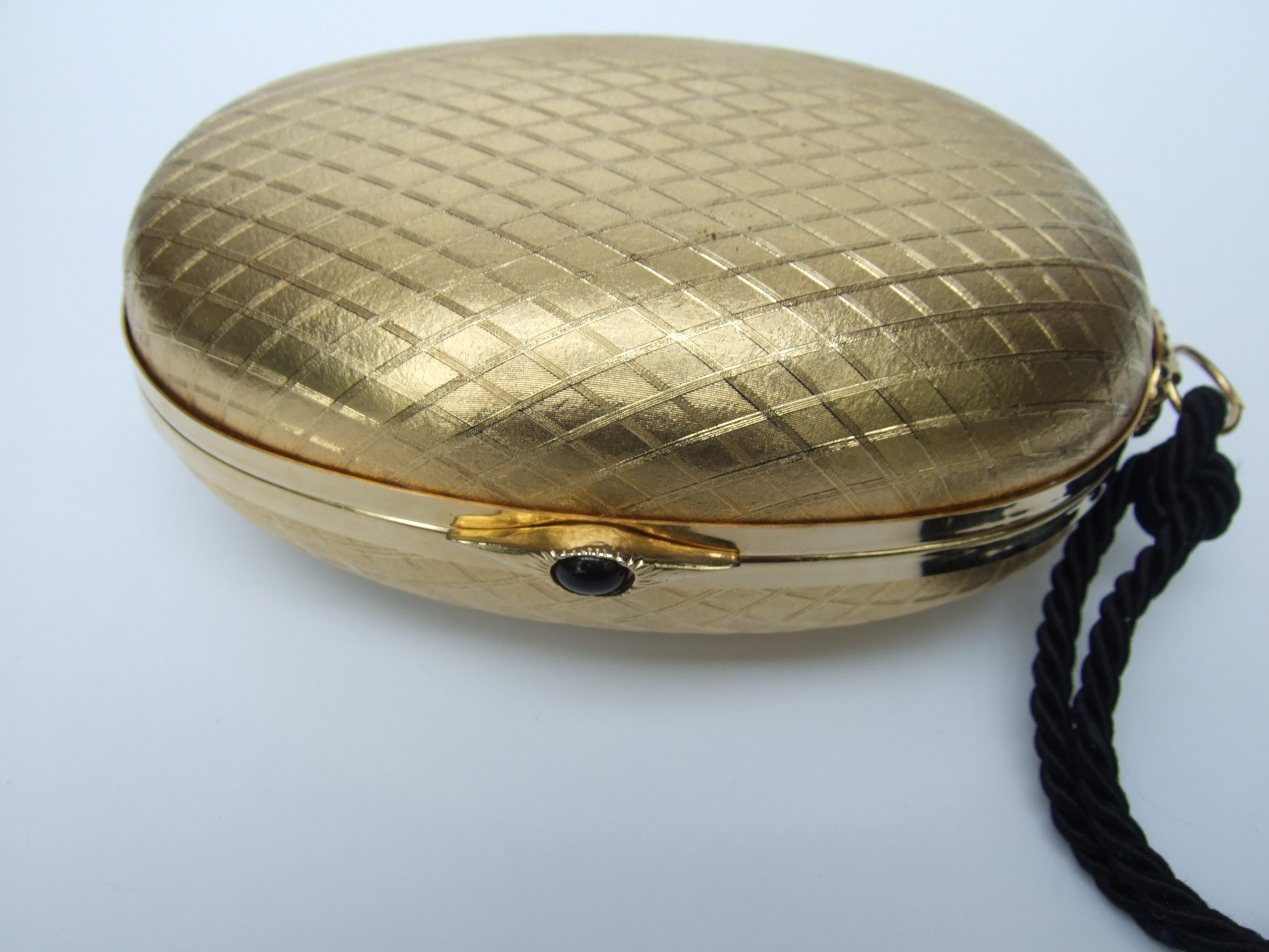 Saks Fifth Avenue Italian Gilt Metal Tassel Minaudiere Evening Bag c 1970s 5