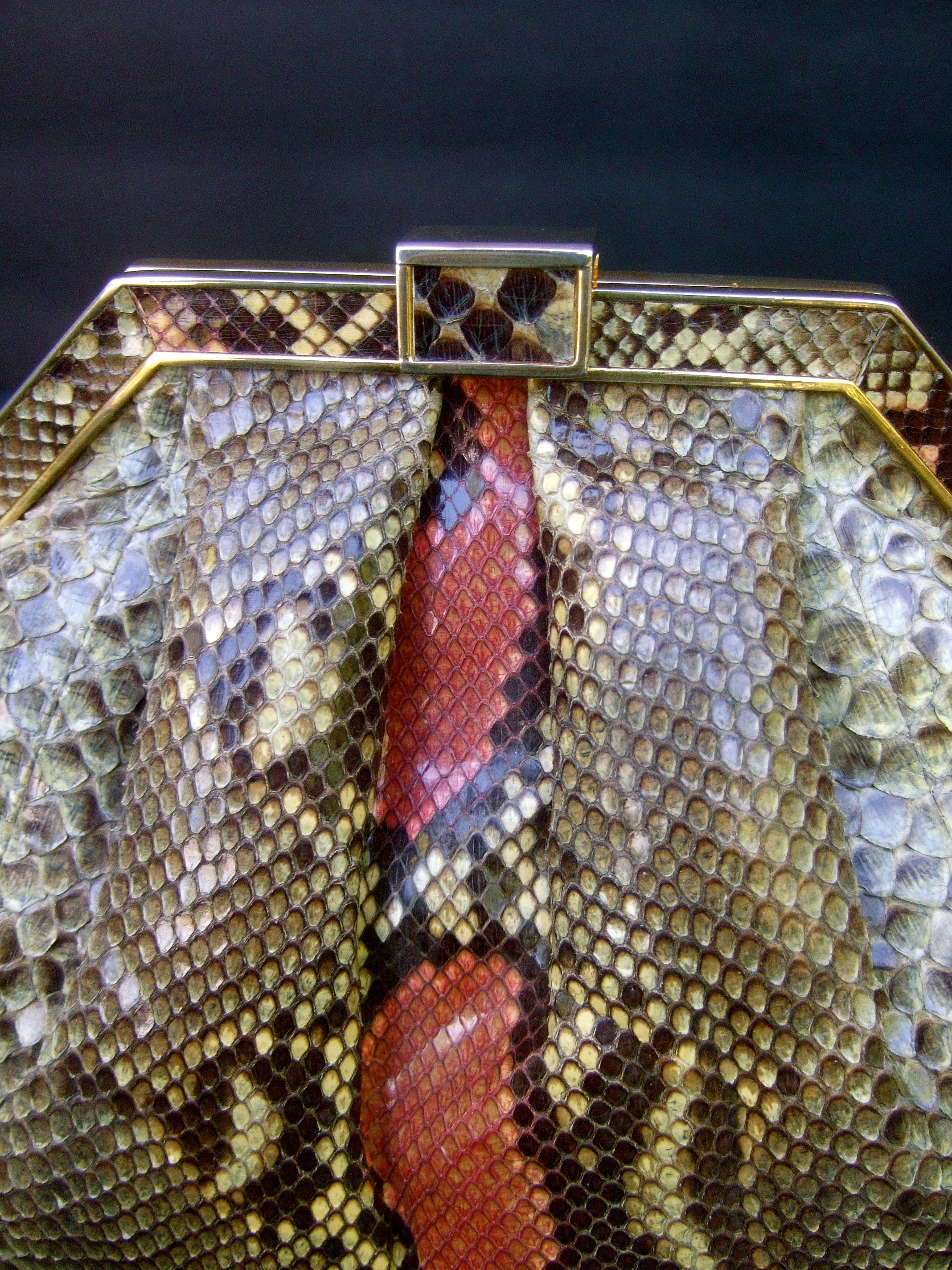 Saks Fifth Avenue Italian Python Handbag Circa 1980 3