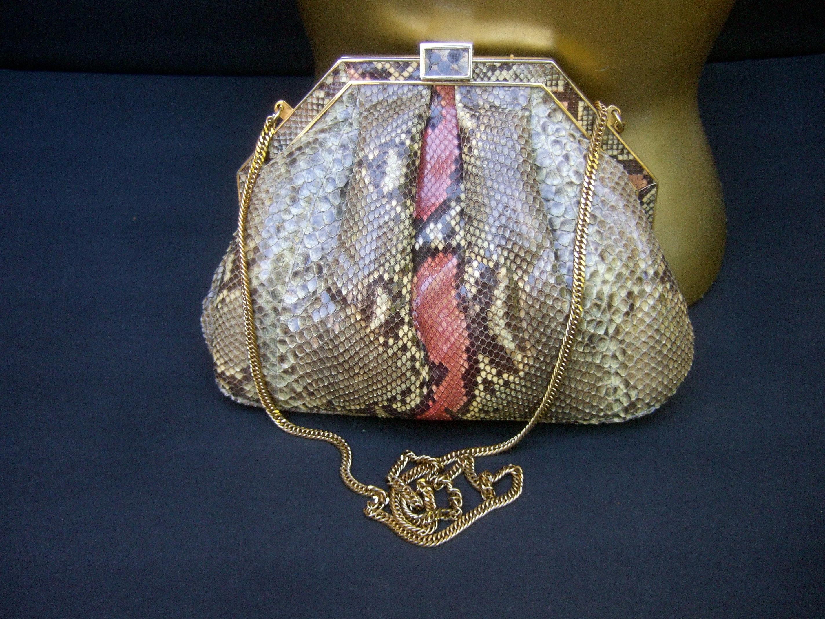 Saks Fifth Avenue Italian Python Handbag Circa 1980  For Sale 4