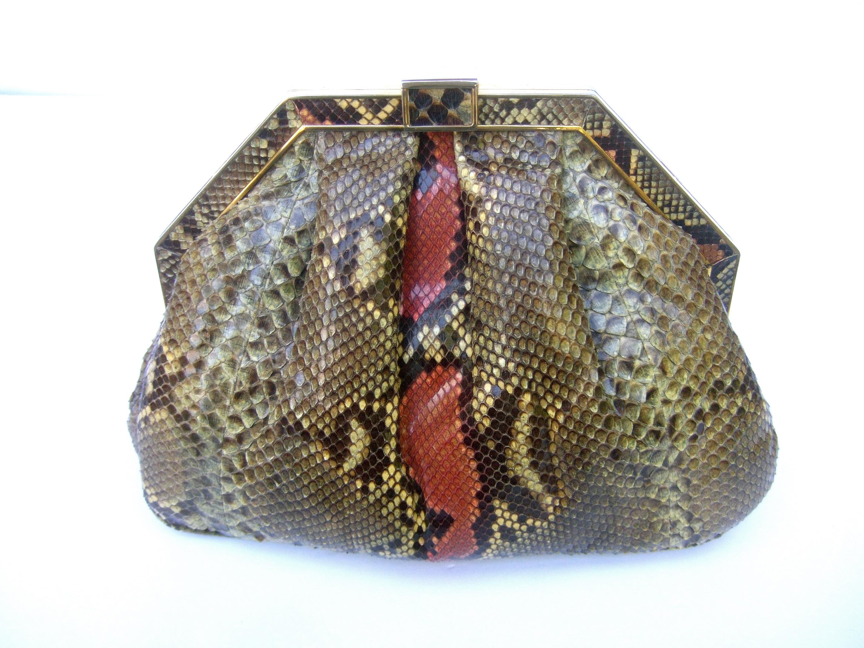 Saks Fifth Avenue Italian Python Handbag Circa 1980  For Sale 5