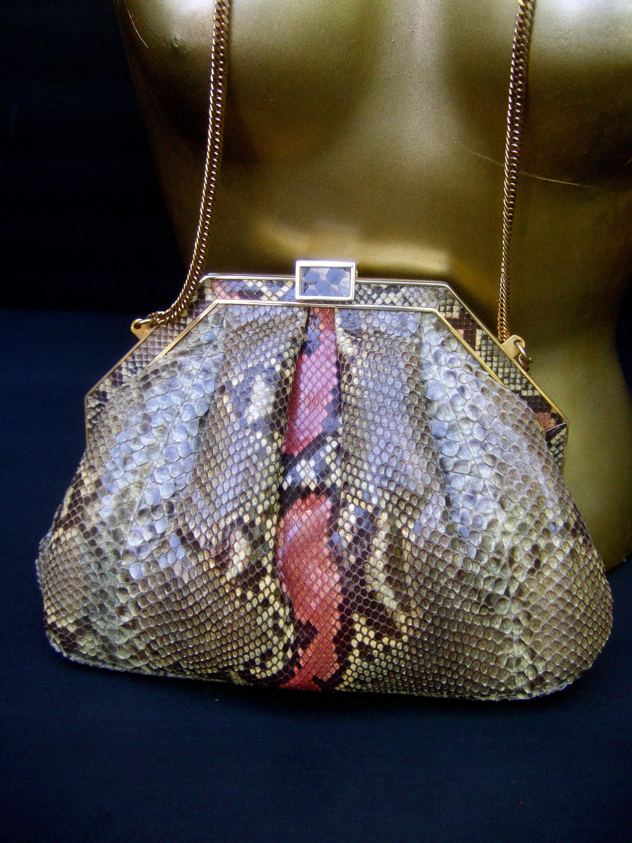 Saks Fifth Avenue Italian Python Handbag Circa 1980  For Sale 7