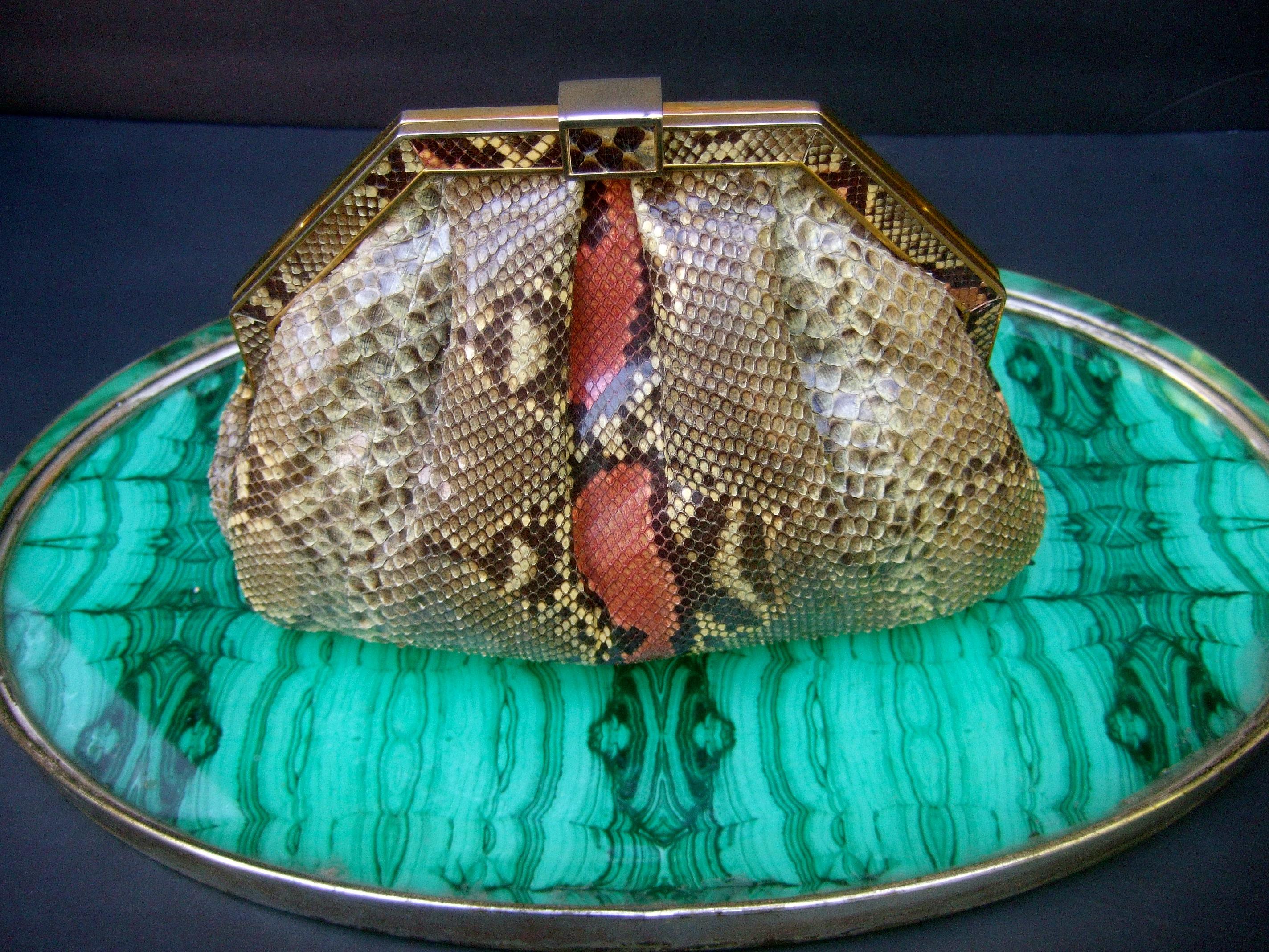 Gray Saks Fifth Avenue Italian Python Handbag Circa 1980  For Sale