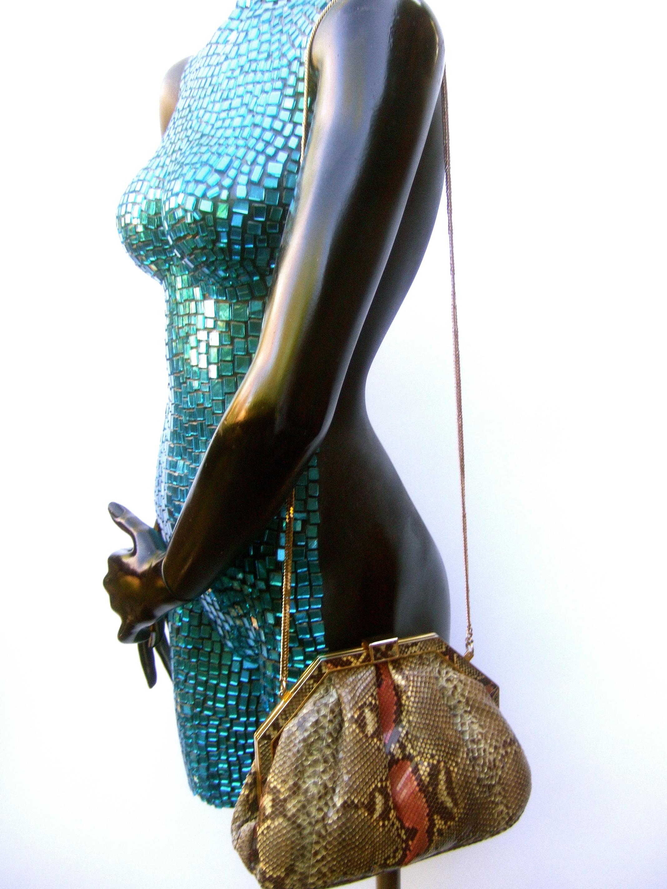 Saks Fifth Avenue Italian Python Handbag Circa 1980  In Good Condition For Sale In University City, MO