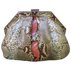 Used Saks Fifth Avenue Italian Python Handbag Circa 1980 