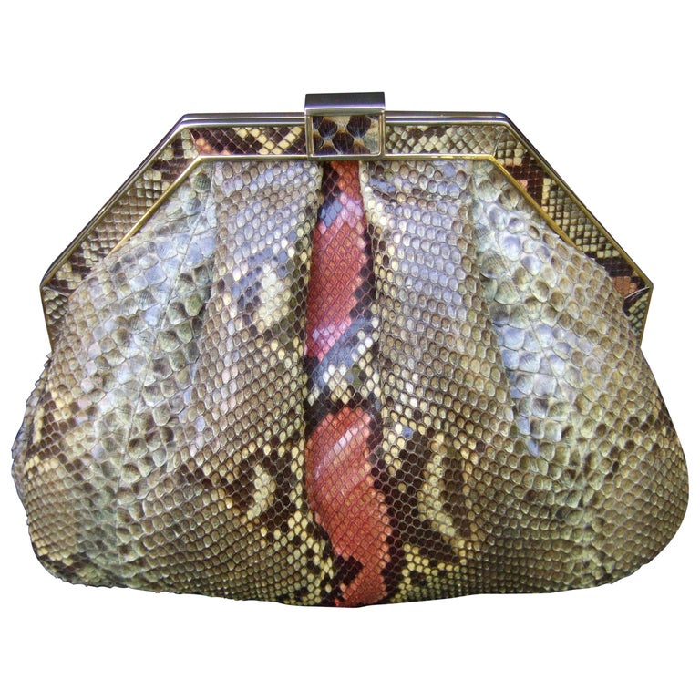 Saks Fifth Avenue Italian Python Handbag Circa 1980 For Sale at 1stDibs