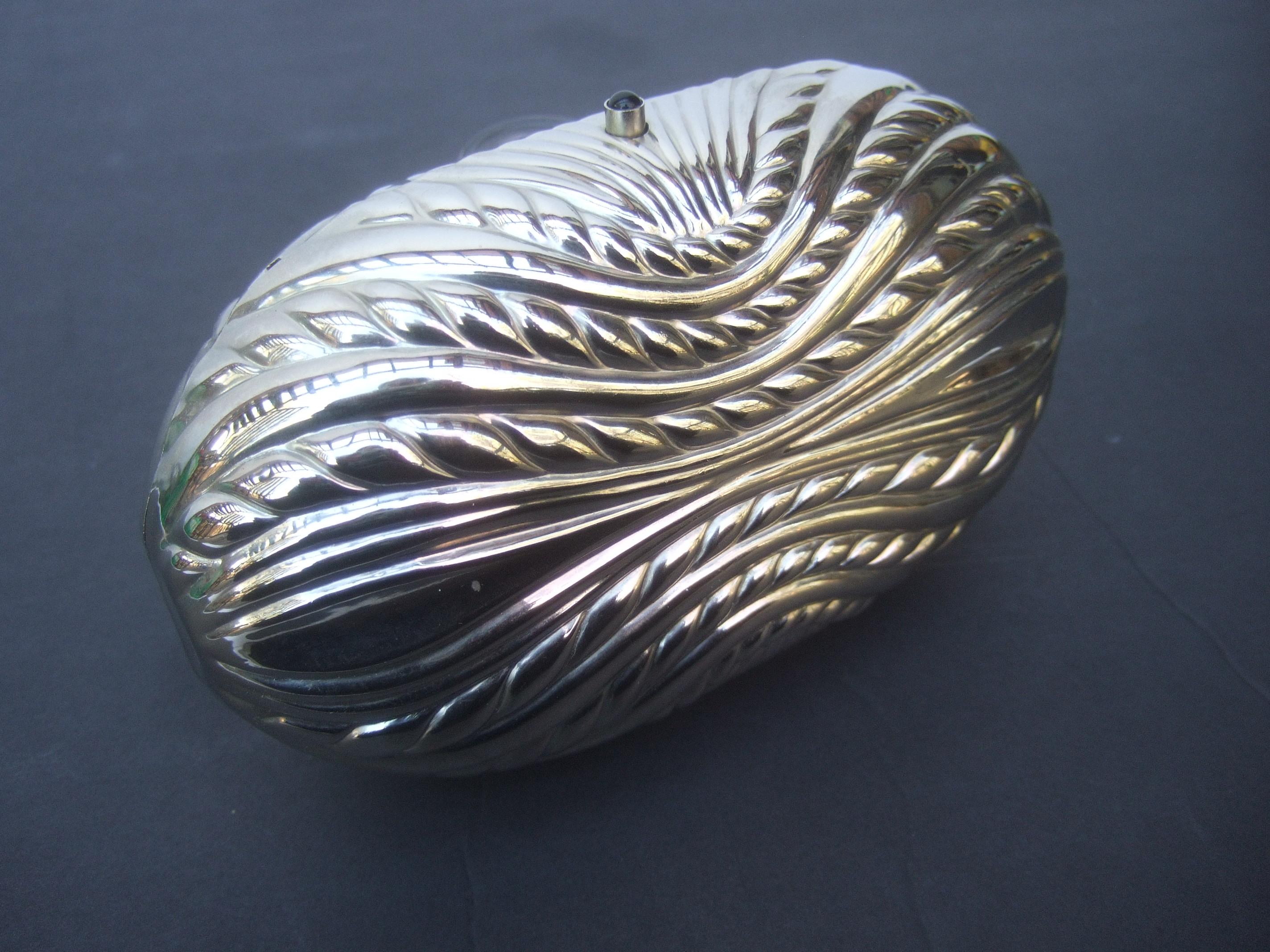 Saks Fifth Avenue Italian Silver Metal Minaudière c 1980s 6