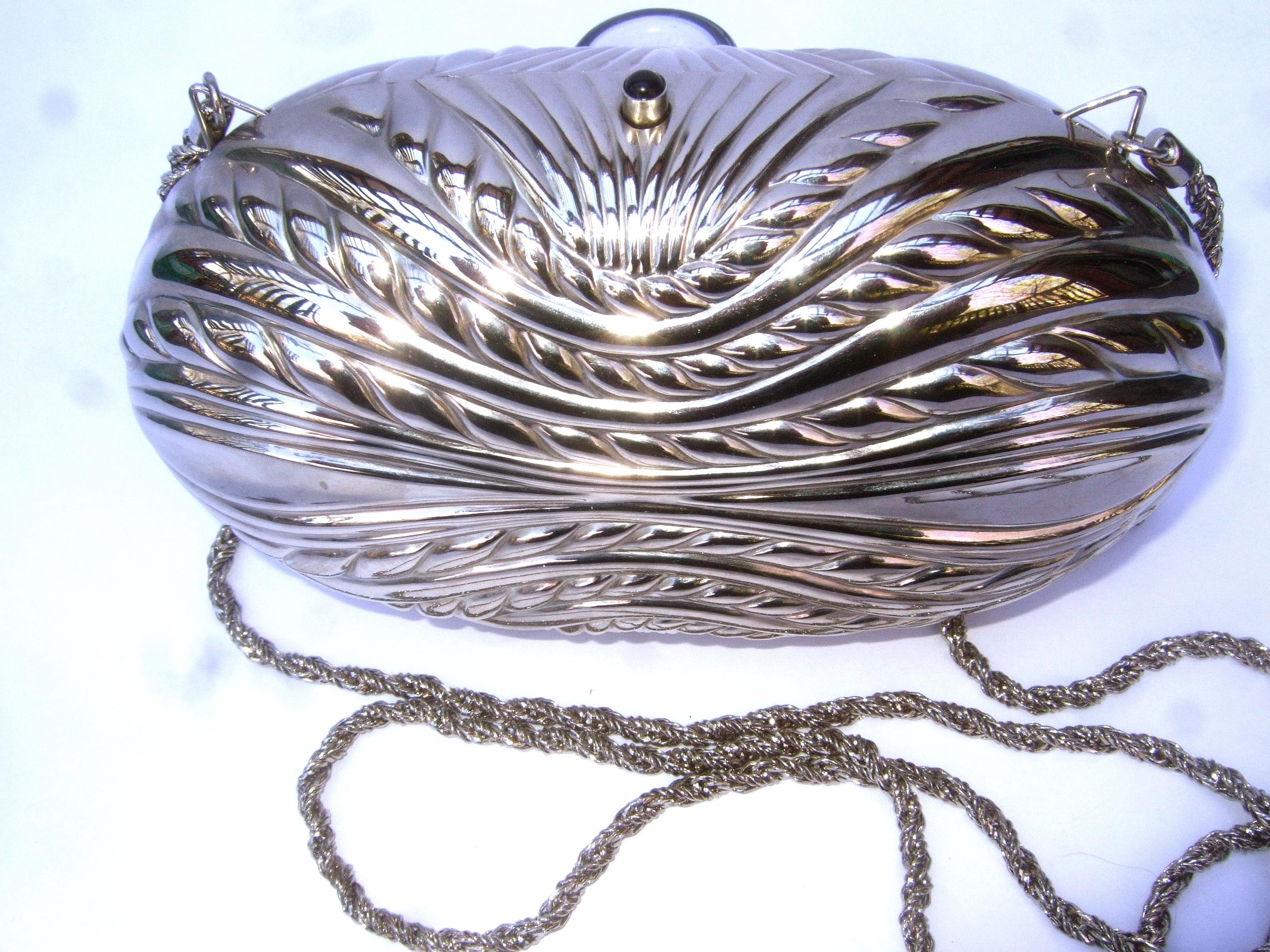 Saks Fifth Avenue Italian Silver Metal Minaudière c 1980s 7