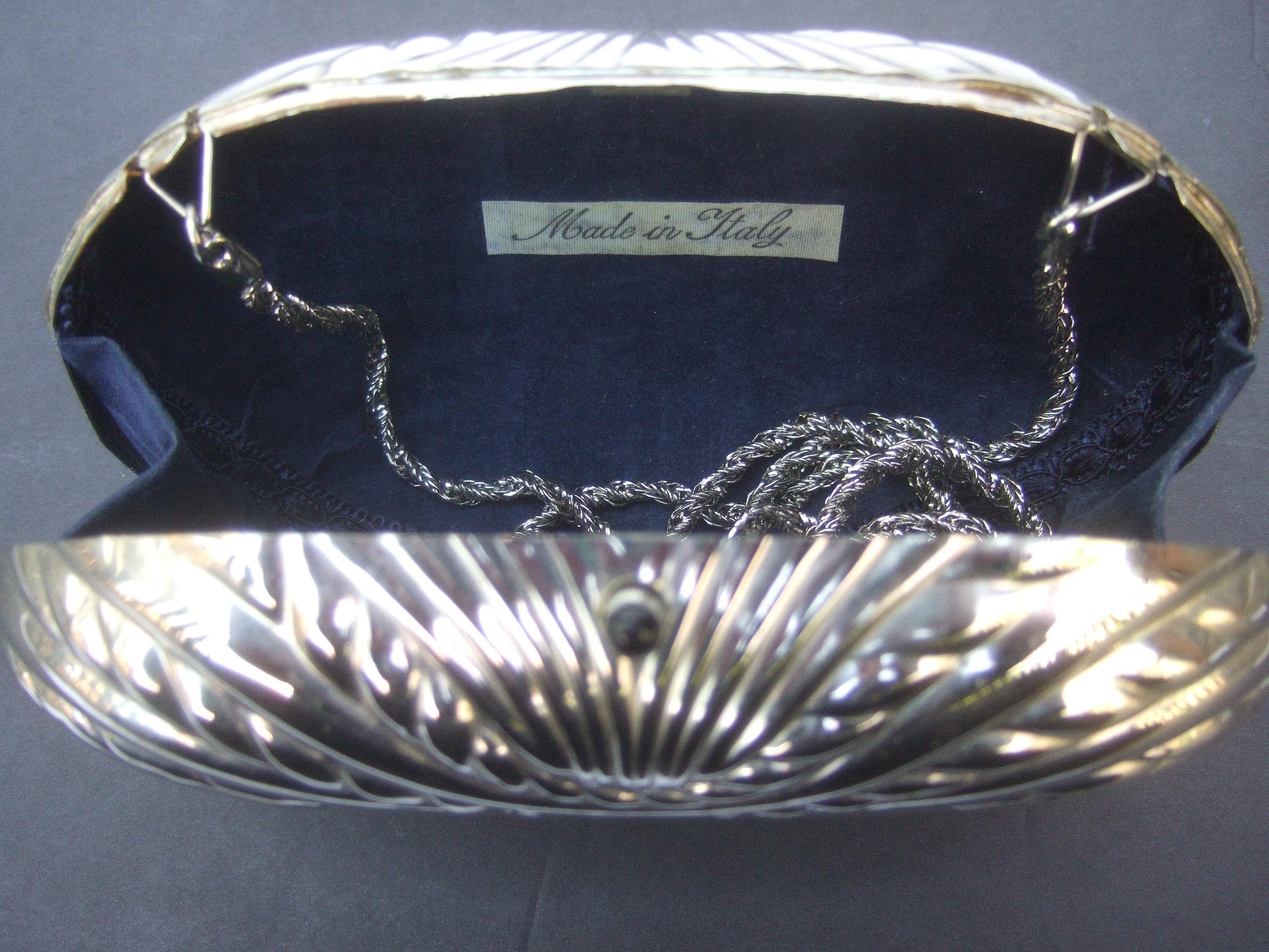Saks Fifth Avenue Italian Silver Metal Minaudière c 1980s 12