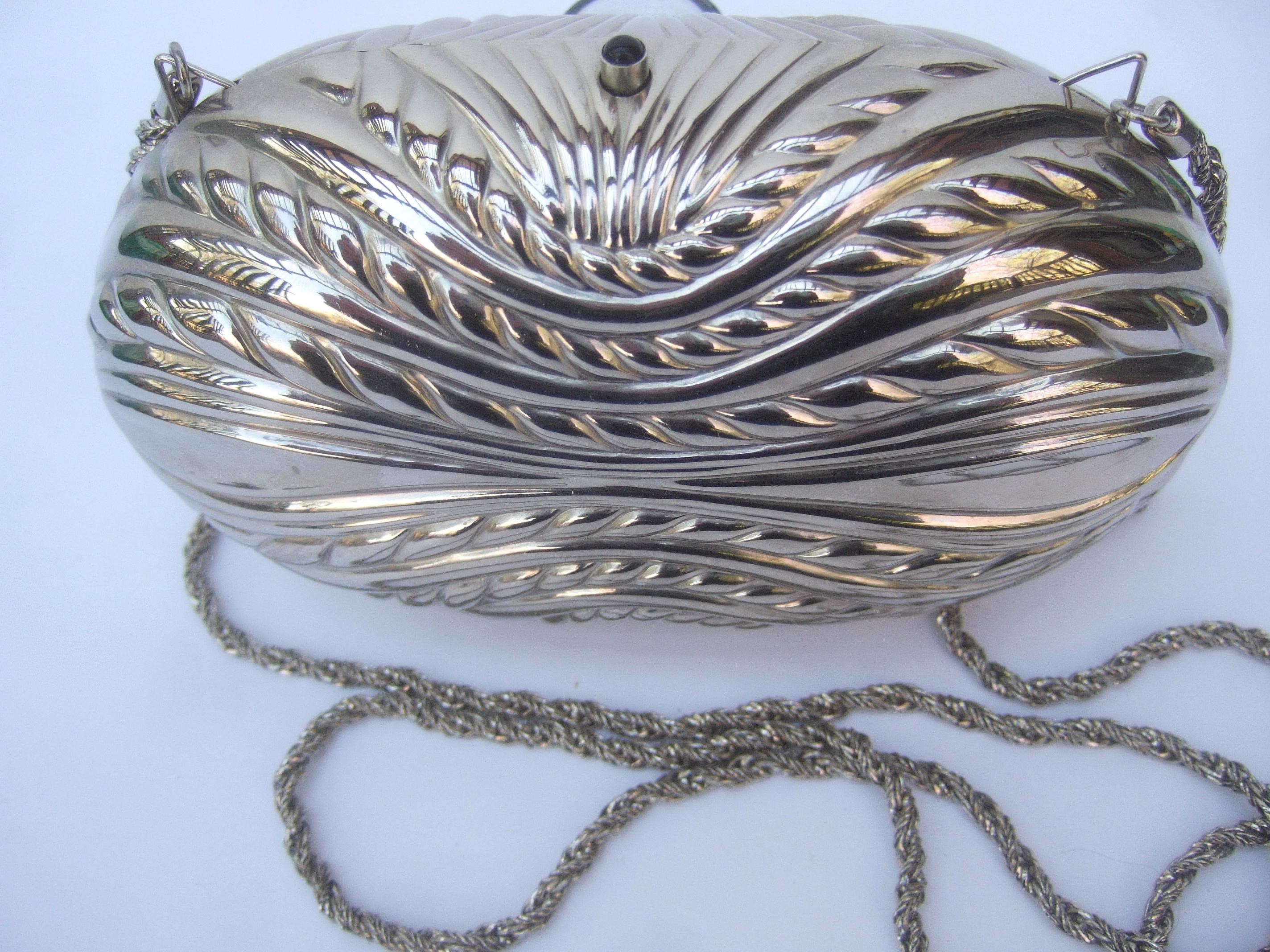 Women's Saks Fifth Avenue Italian Silver Metal Minaudière c 1980s