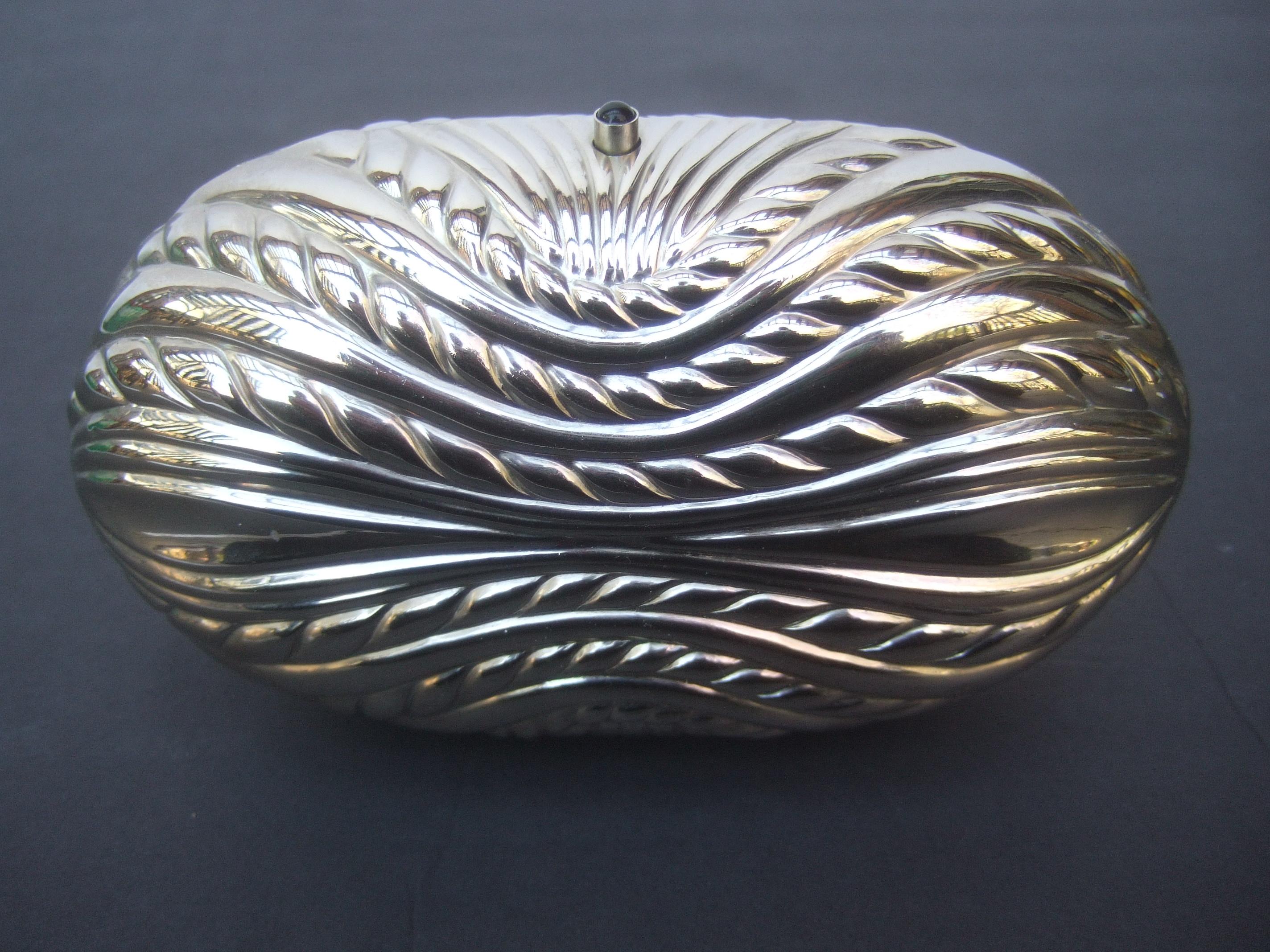 Saks Fifth Avenue Italian Silver Metal Minaudière c 1980s 1