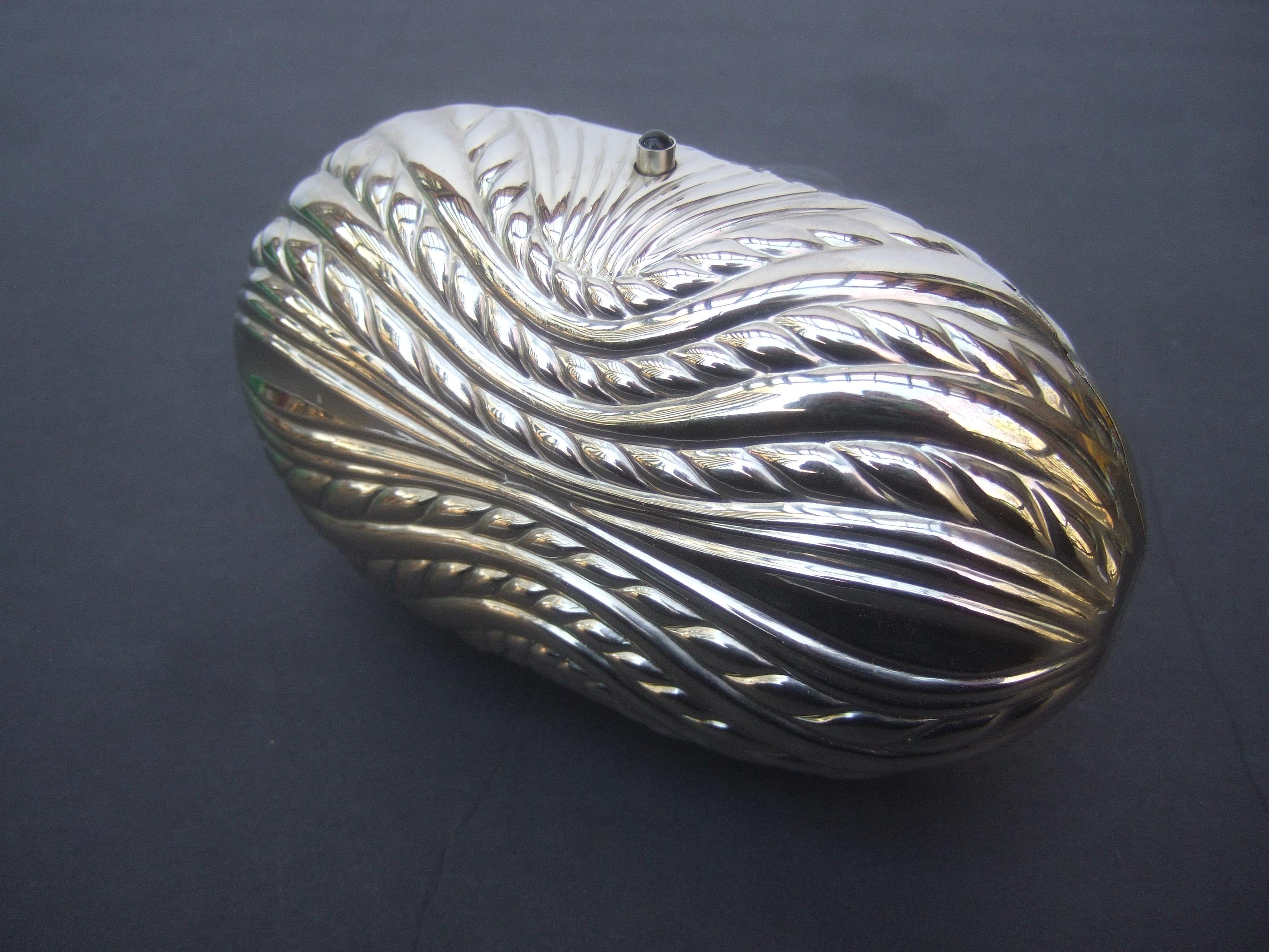 Saks Fifth Avenue Italian Silver Metal Minaudière c 1980s 2
