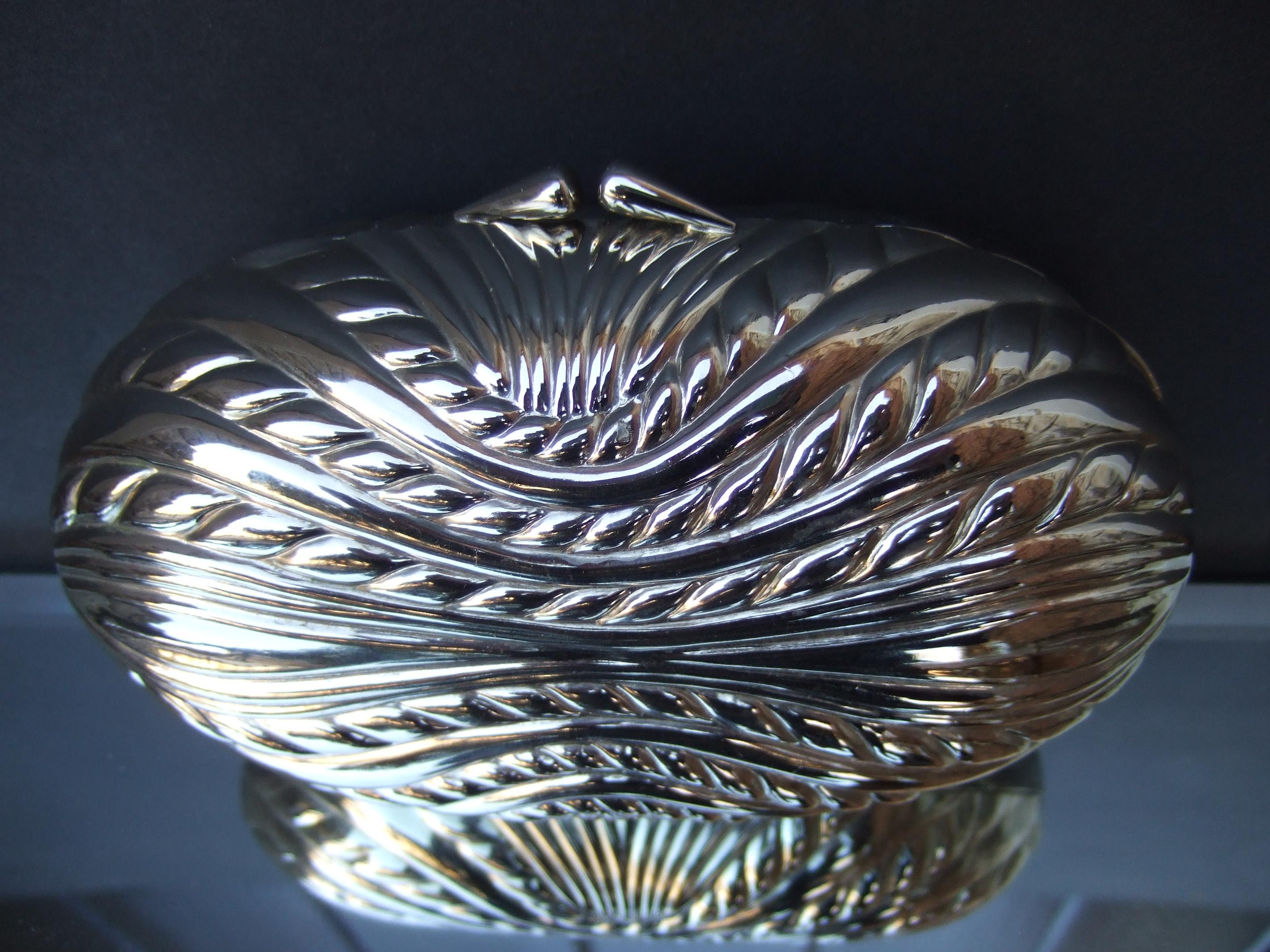 SAKS FIFTH AVENUE Italian Silver Metal Minaudiere' Clutch Shoulder Bag c 1970s 6
