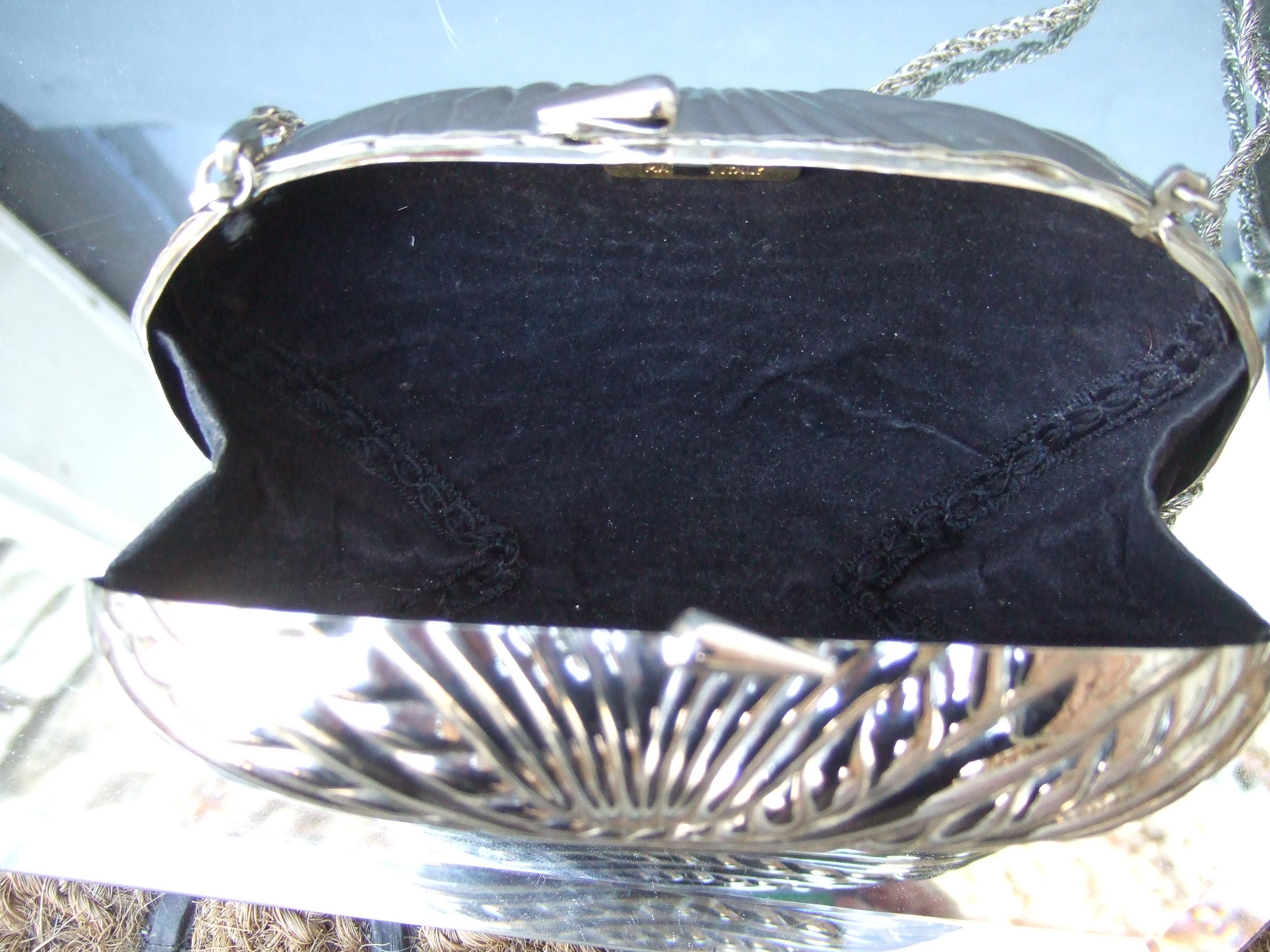 SAKS FIFTH AVENUE Italian Silver Metal Minaudiere' Clutch Shoulder Bag c 1970s 8