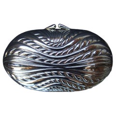 SAKS FIFTH AVENUE Pochette italiana in metallo argento Minaudiere' Tracolla c anni '70
