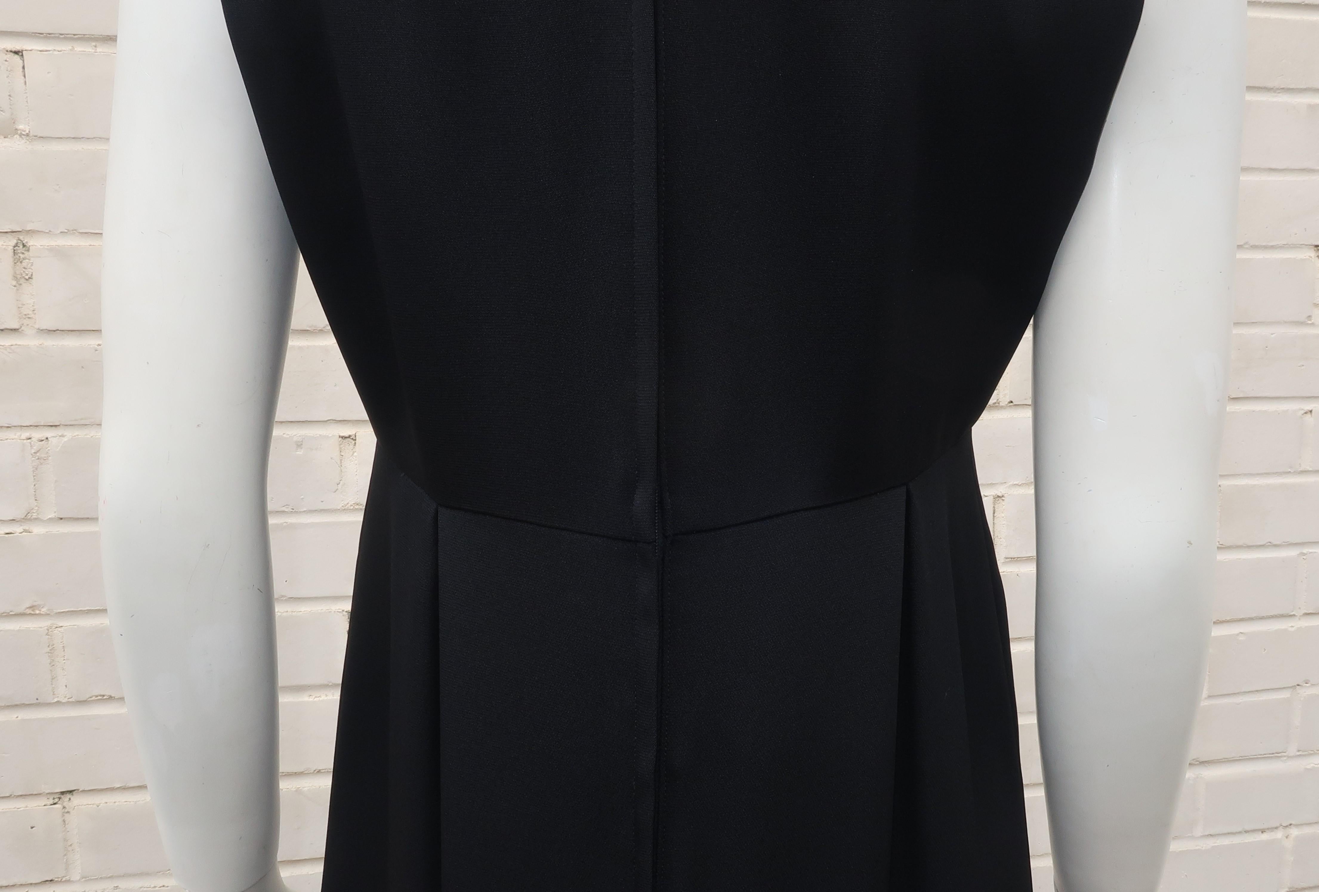 Saks Fifth Avenue Little Black Dress With Rhinestone Buckles, 1960's For Sale 3