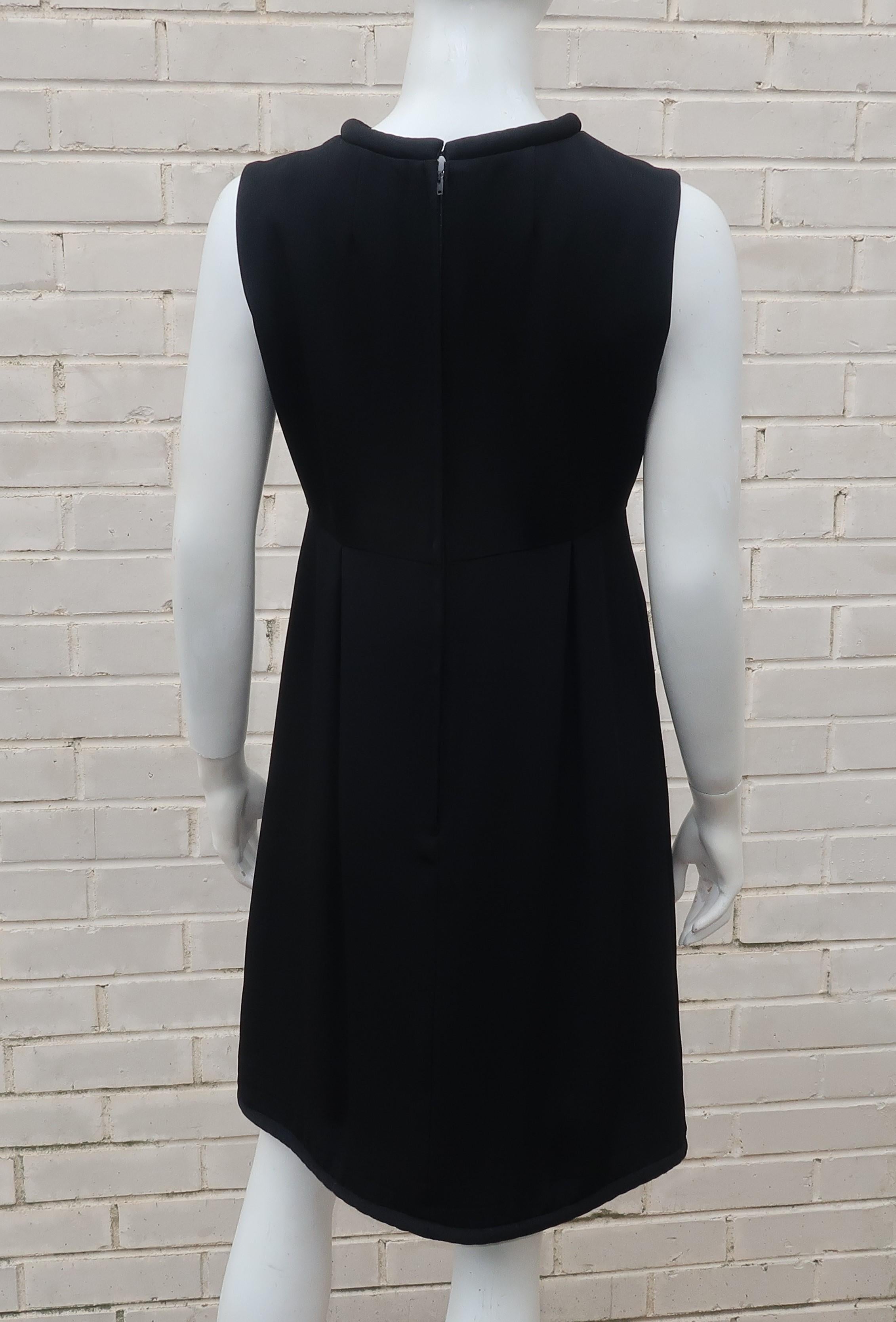 Saks Fifth Avenue Little Black Dress With Rhinestone Buckles, 1960's For Sale 2