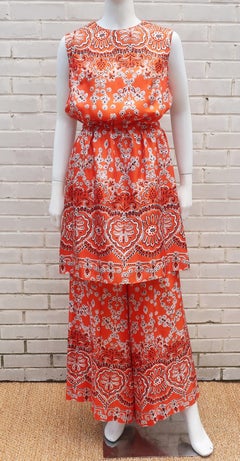 Saks Fifth Avenue Mod Palazzo Pant Suit, C.1970