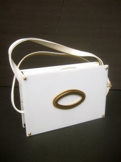 Saks Fifth Avenue Mod White Lucite Tile Handbag c 1970s