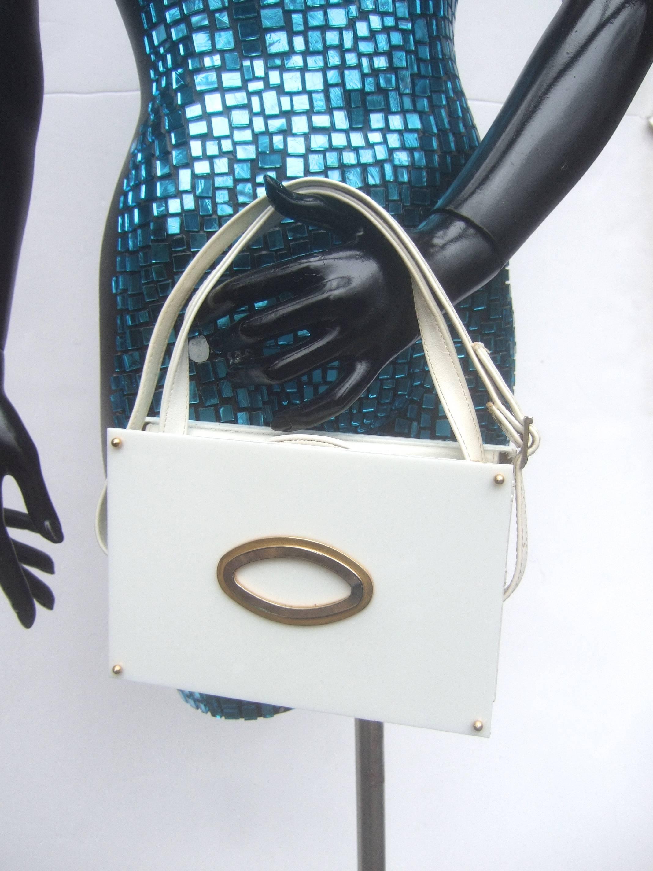Saks Fifth Avenue Mod White Lucite Tile Handbag c 1970s For Sale 1