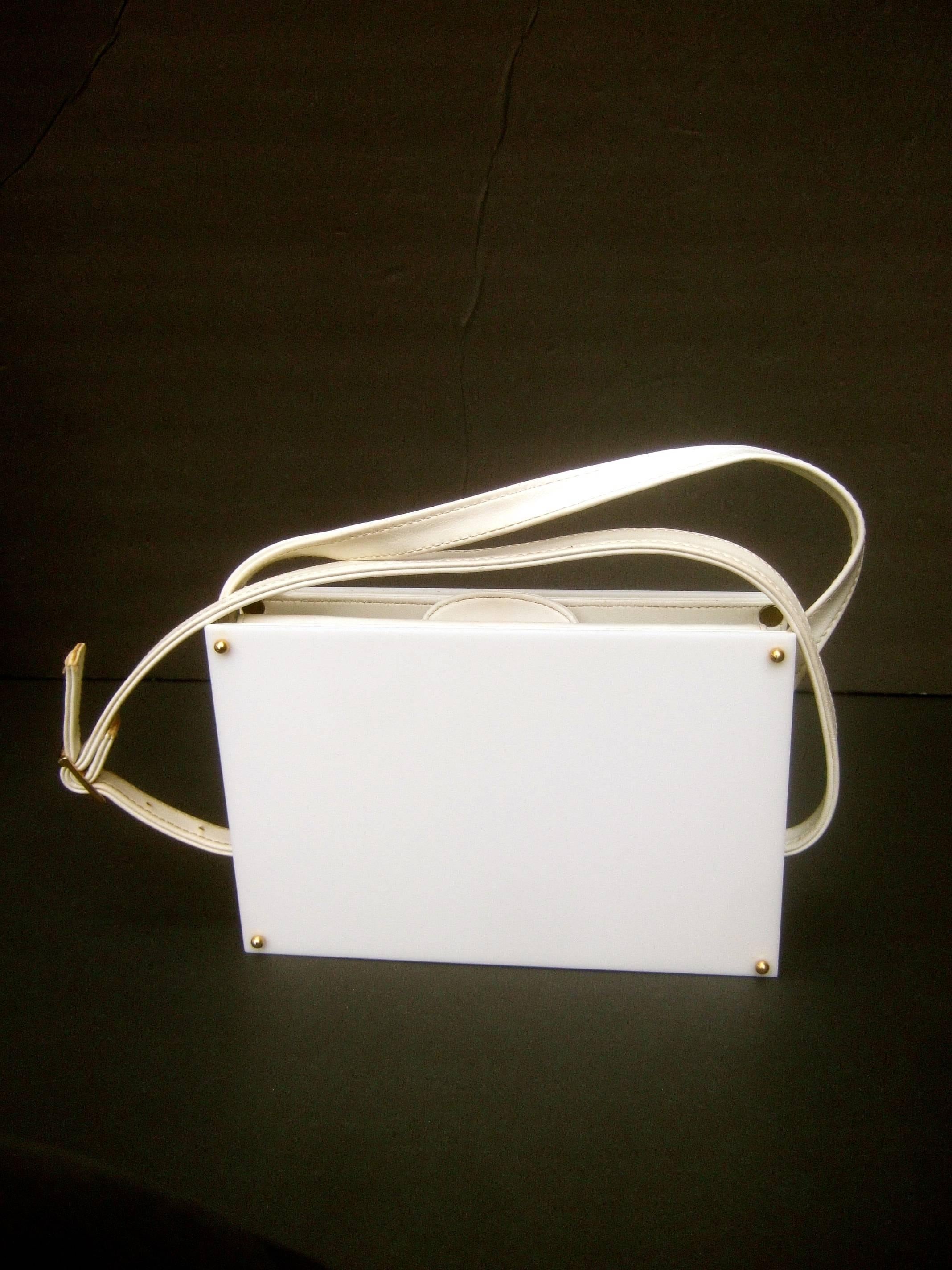 Saks Fifth Avenue Mod White Lucite Tile Handbag c 1970s For Sale 2