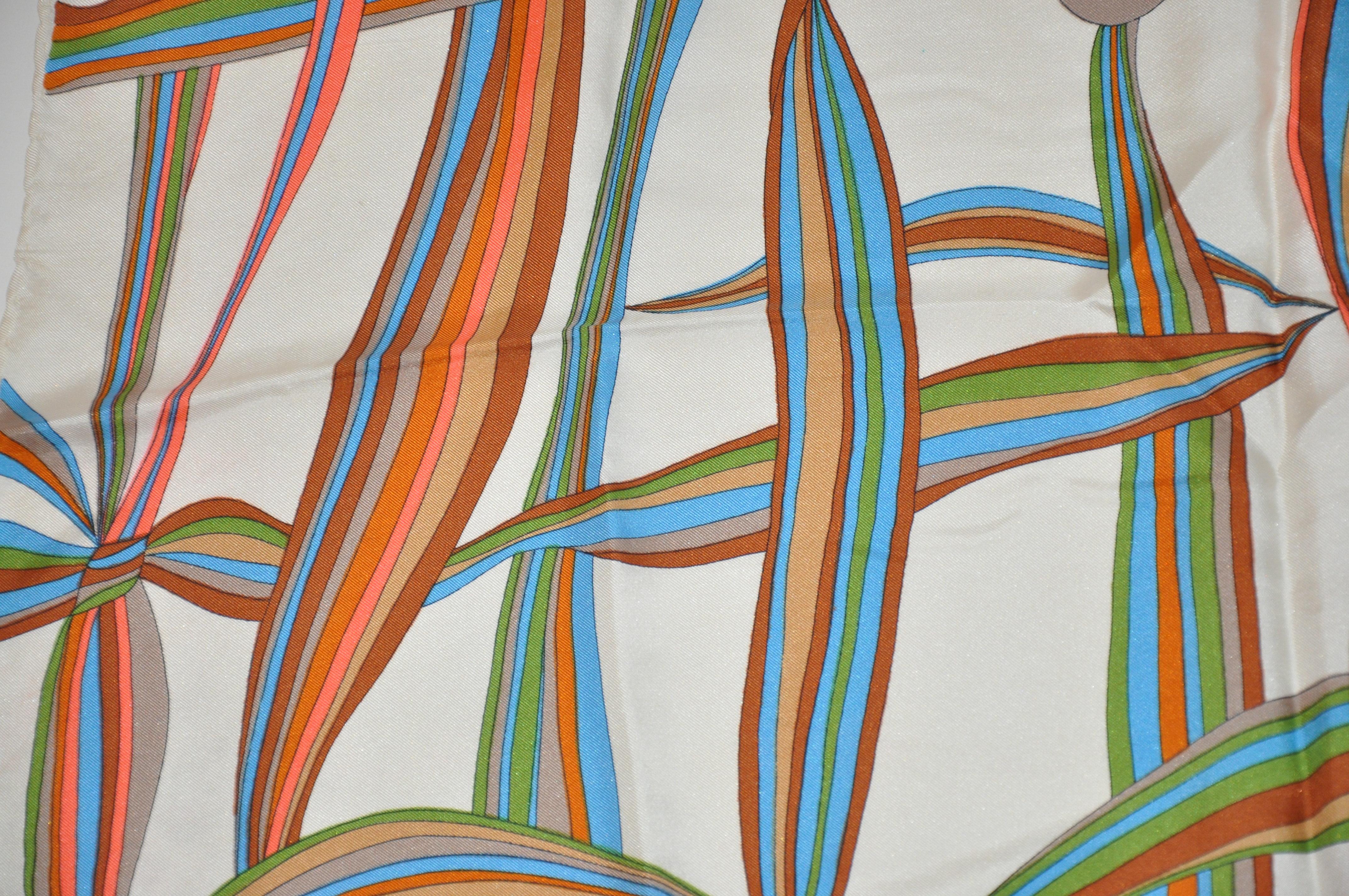 Saks Fifth Avenue Mehrfarbiger Seidenschal „Woven Ribbons“ mit gewebten Bändern im Angebot 1