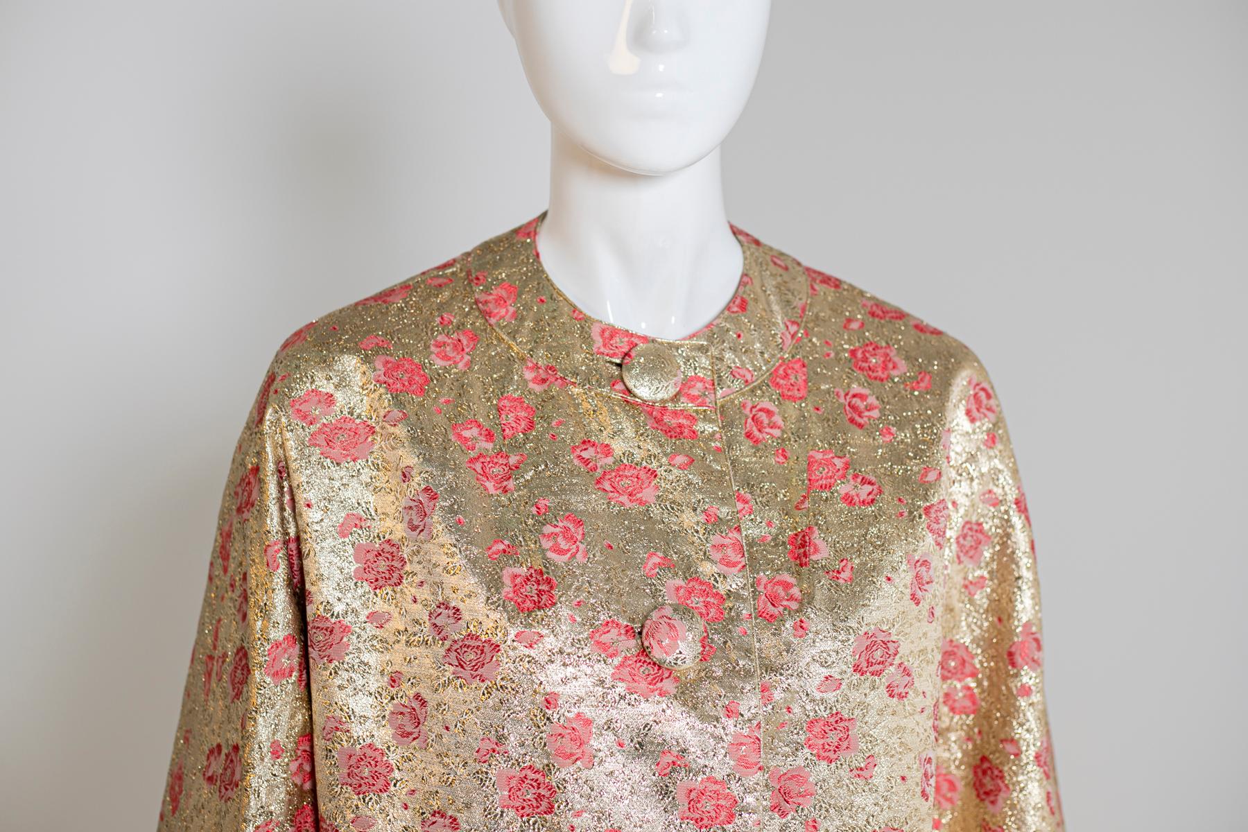 Vintage Pink Coat with Golden Details, Saks Fifth Avenue New York For Sale 1