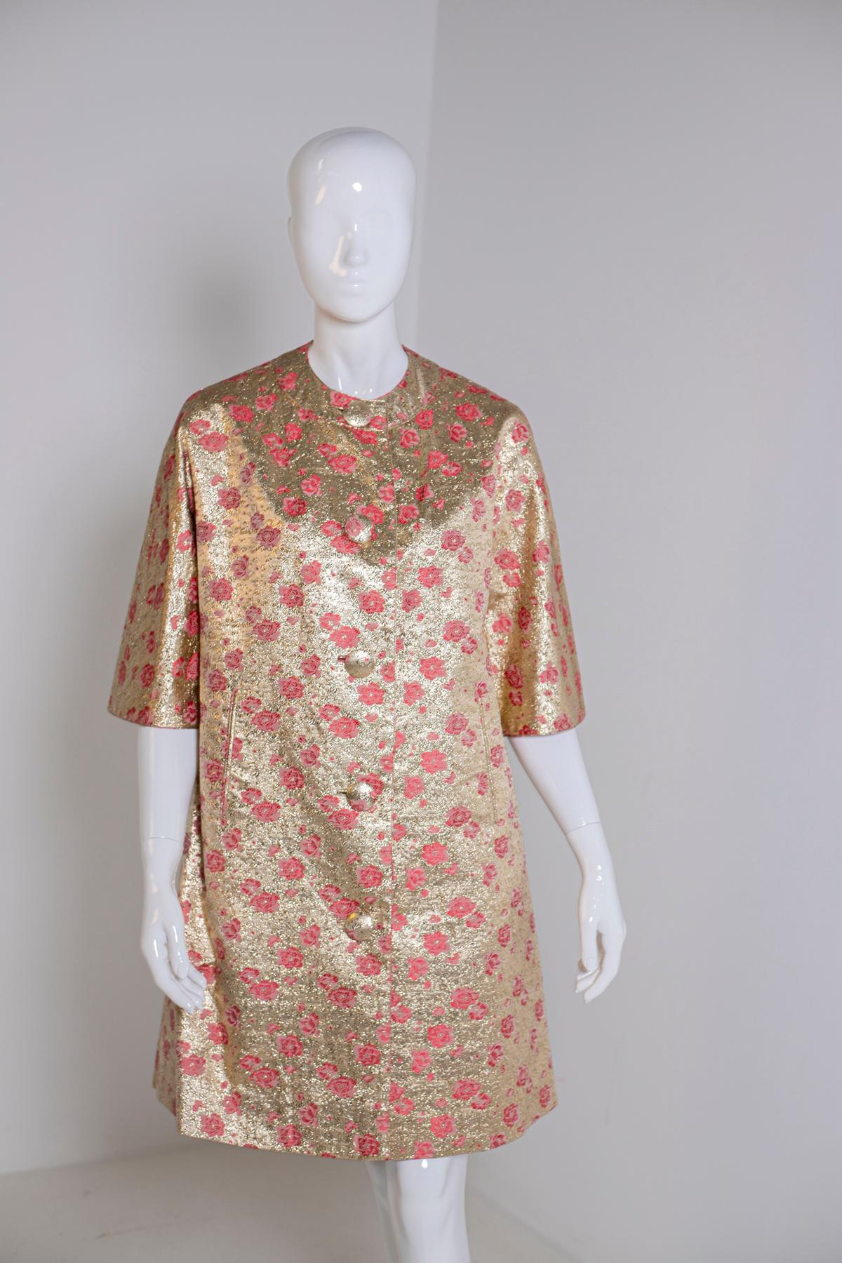 Vintage Pink Coat with Golden Details, Saks Fifth Avenue New York For Sale 4