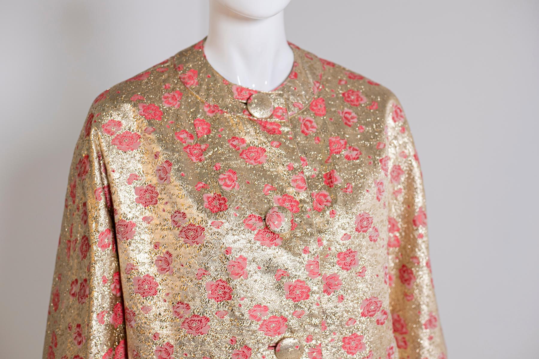 Women's Vintage Pink Coat with Golden Details, Saks Fifth Avenue New York For Sale
