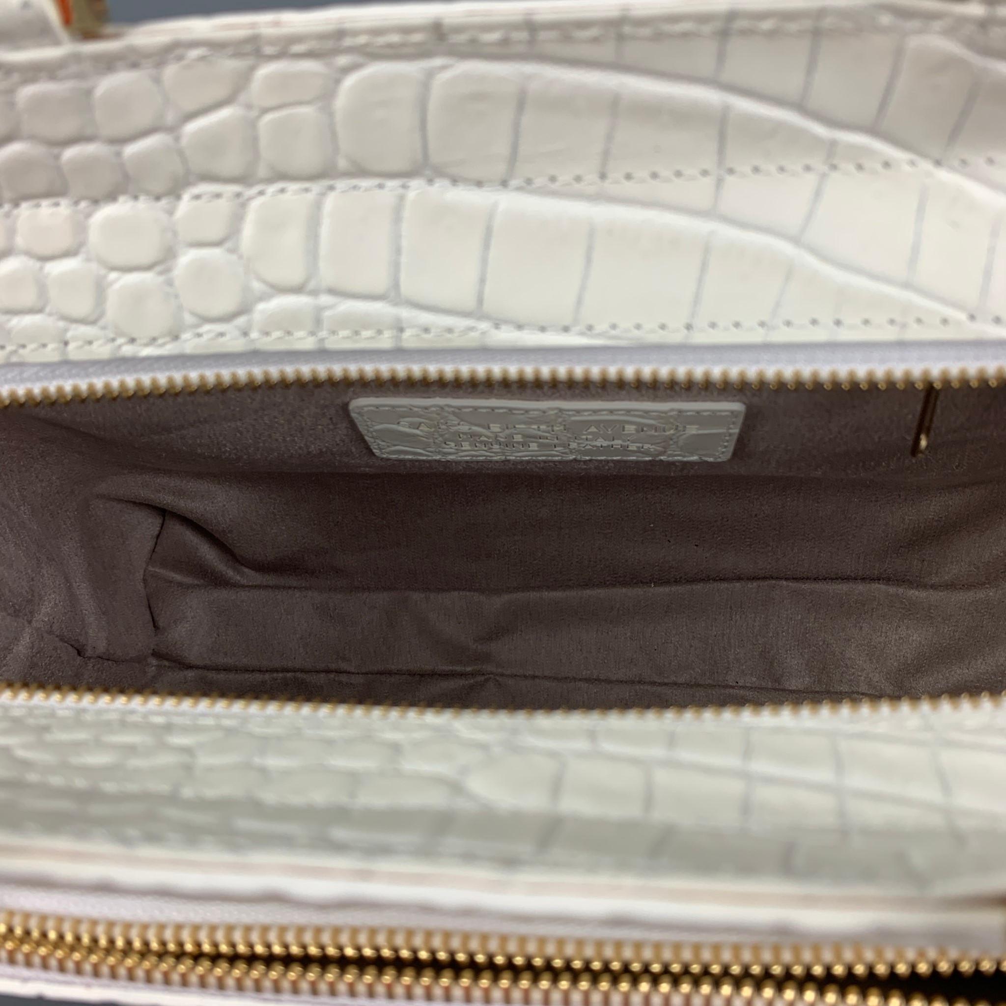 SAKS FIFTH AVENUE Off White Alligator Leather Embossed Handbag In New Condition In San Francisco, CA